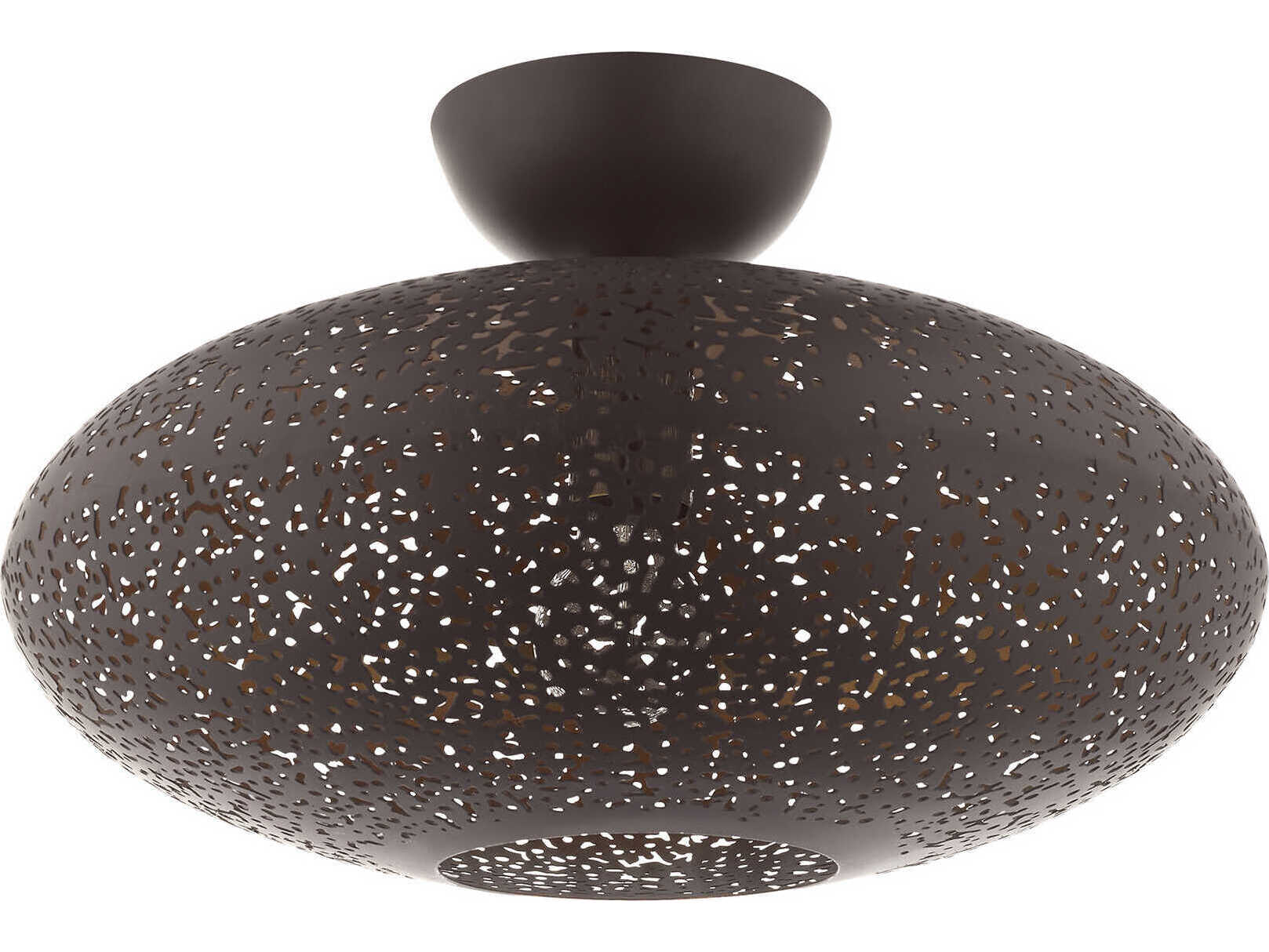 Livex Lighting Charlton 1-Light Bronze Antique Brass Globe Semi Flush Mount