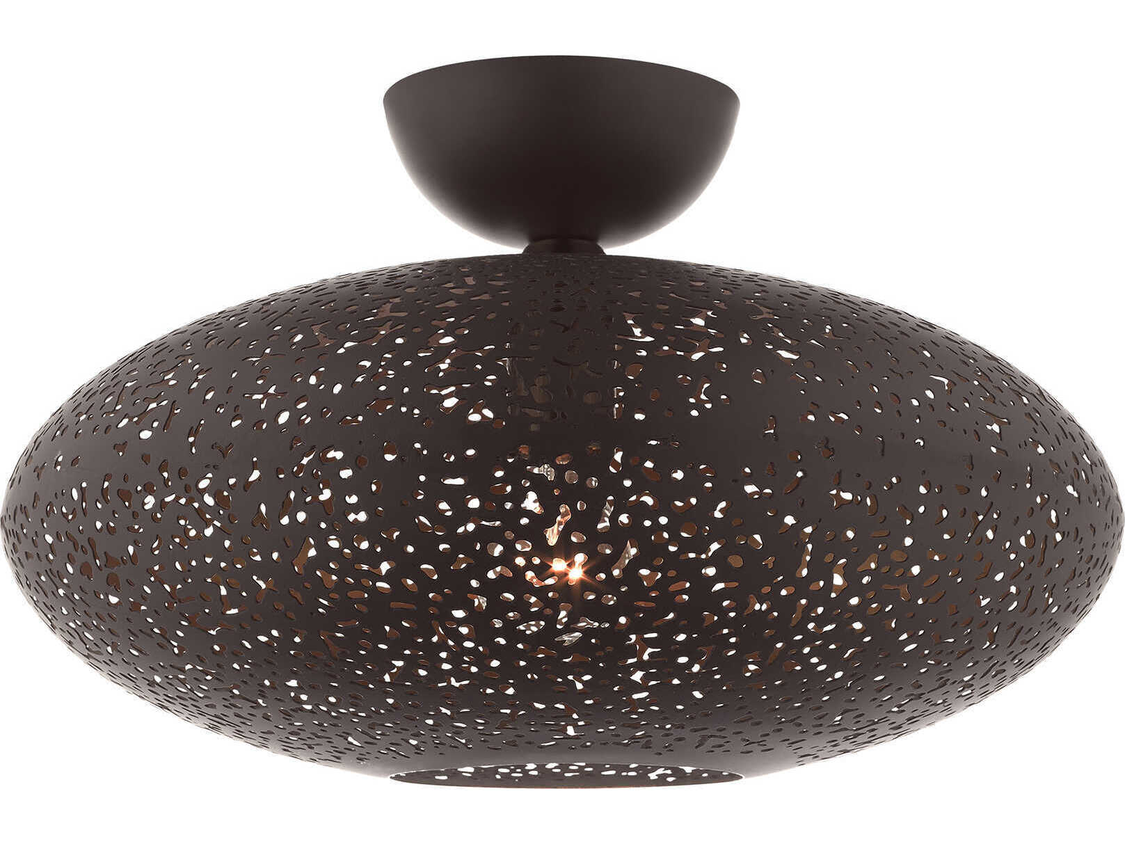 Livex Lighting Charlton 1-Light Bronze Antique Brass Globe Semi Flush Mount