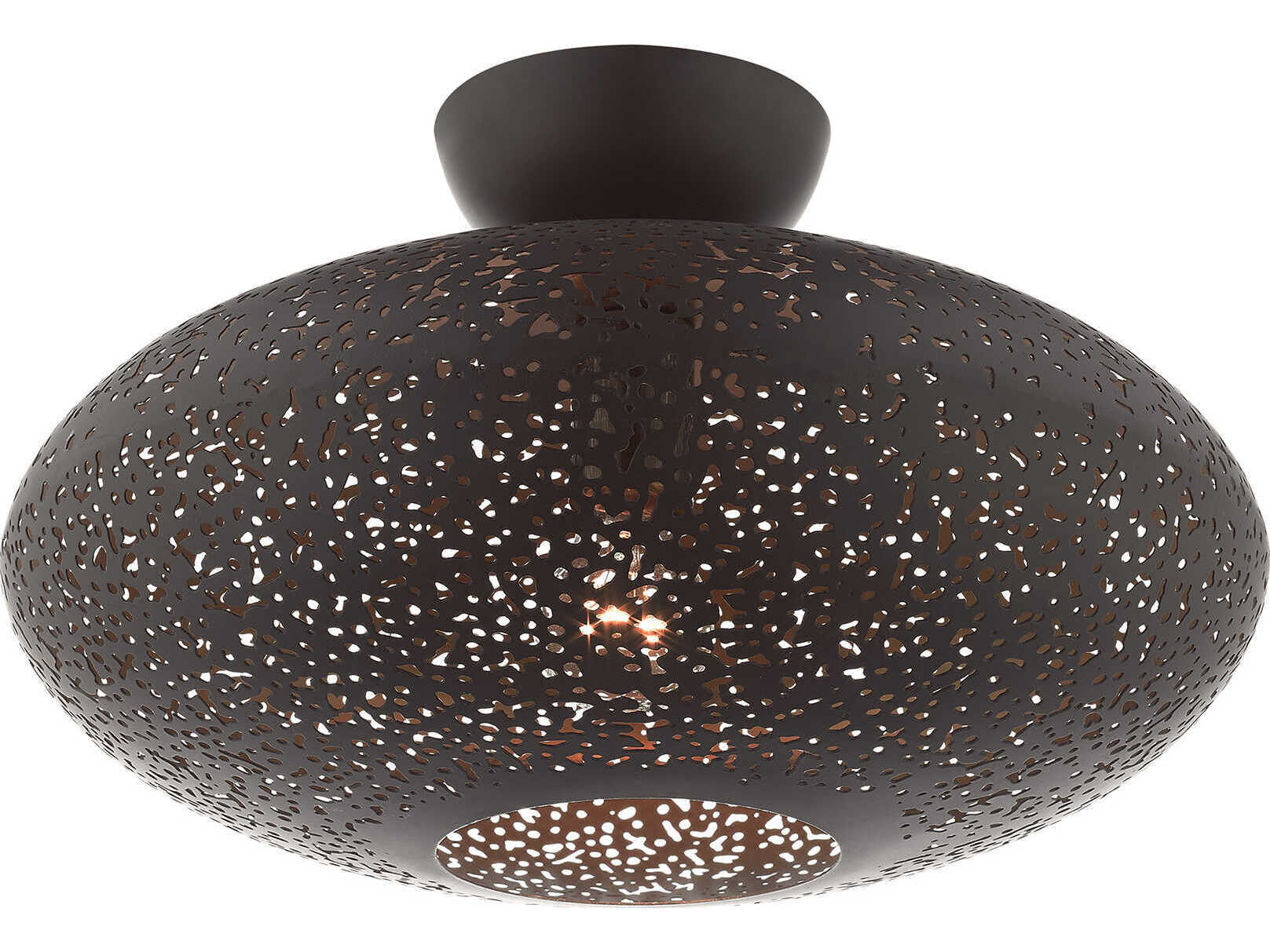 Livex Lighting Charlton 1-Light Bronze Antique Brass Globe Semi Flush Mount