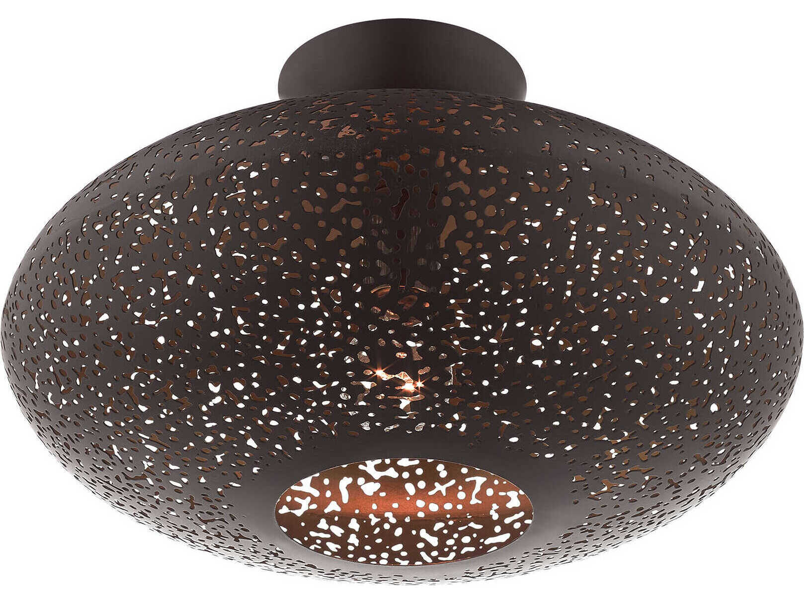 Livex Lighting Charlton 1-Light Bronze Antique Brass Globe Semi Flush Mount