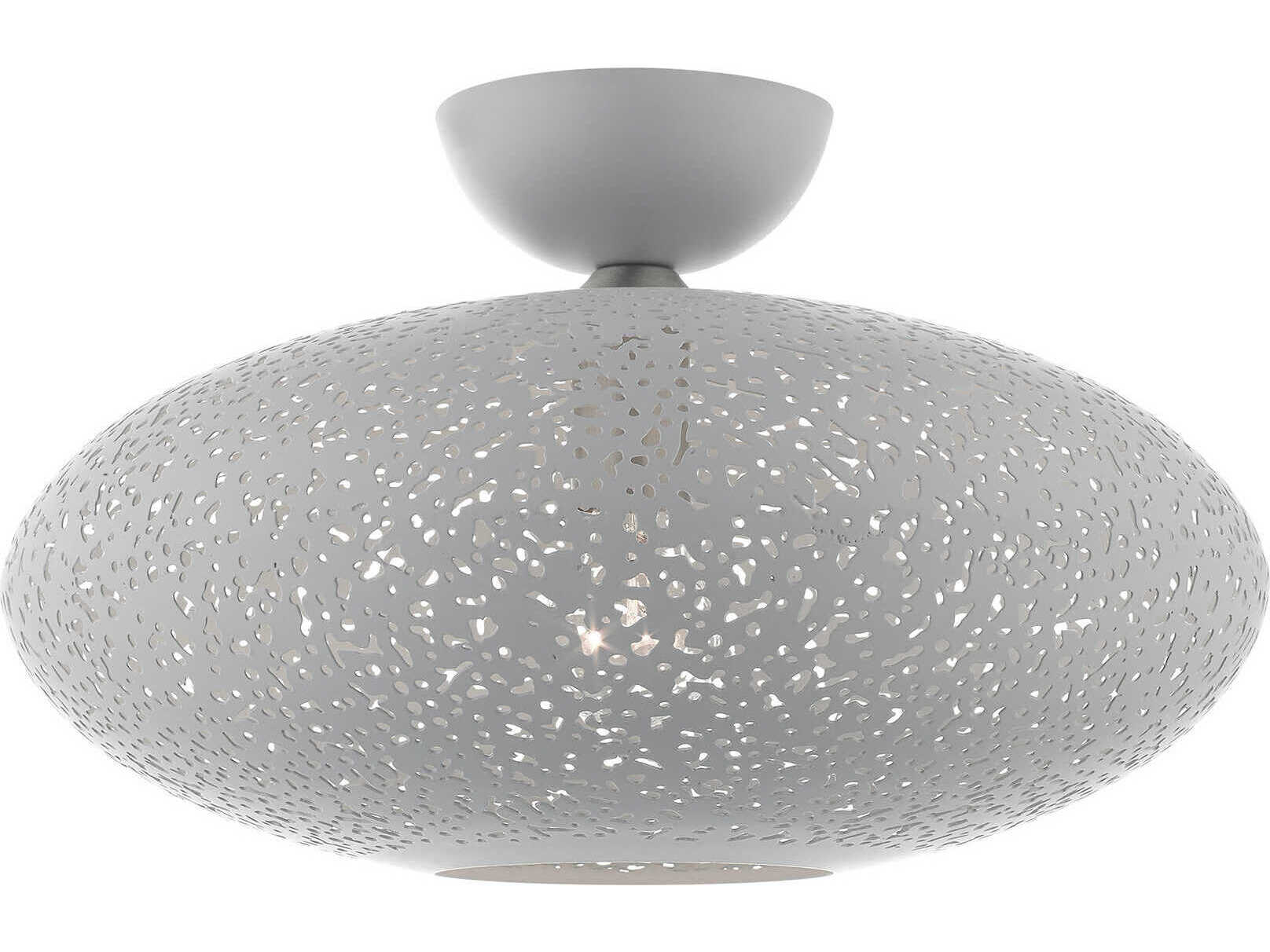 Livex Lighting Charlton 1-Light Nordic Gray Brushed Nickel Globe Semi Flush Mount