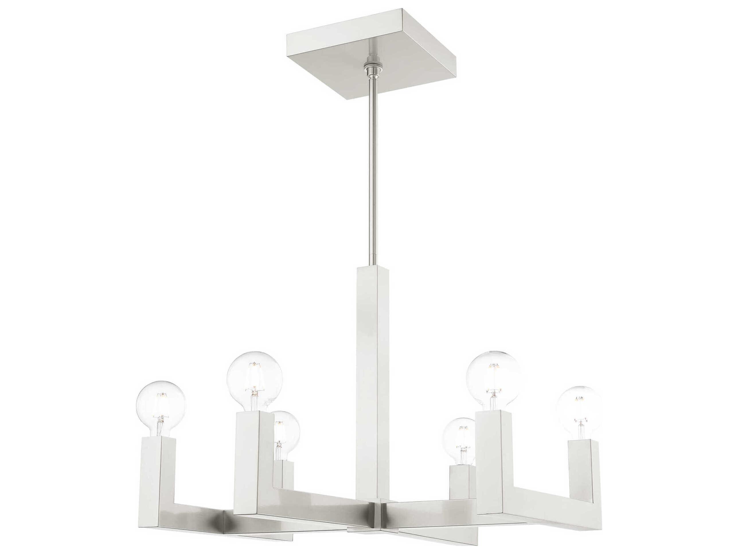 Livex Lighting Solna 6-Light Brushed Nickel Candelabra Chandelier