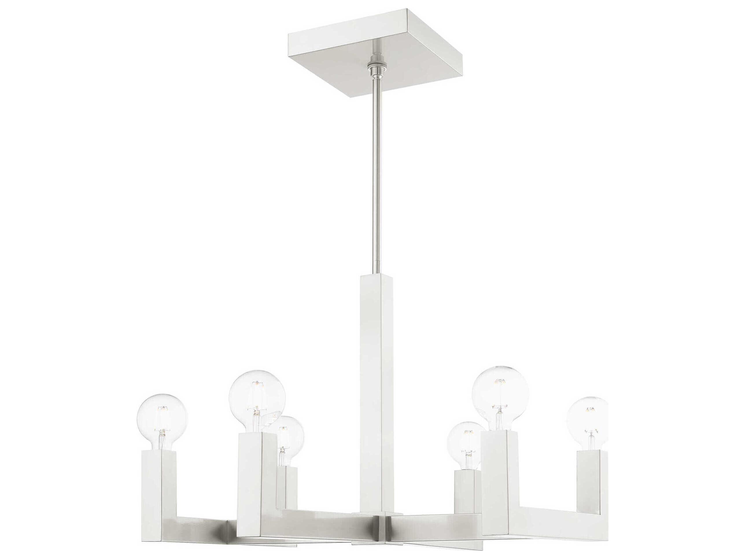 Livex Lighting Solna 6-Light Brushed Nickel Candelabra Chandelier