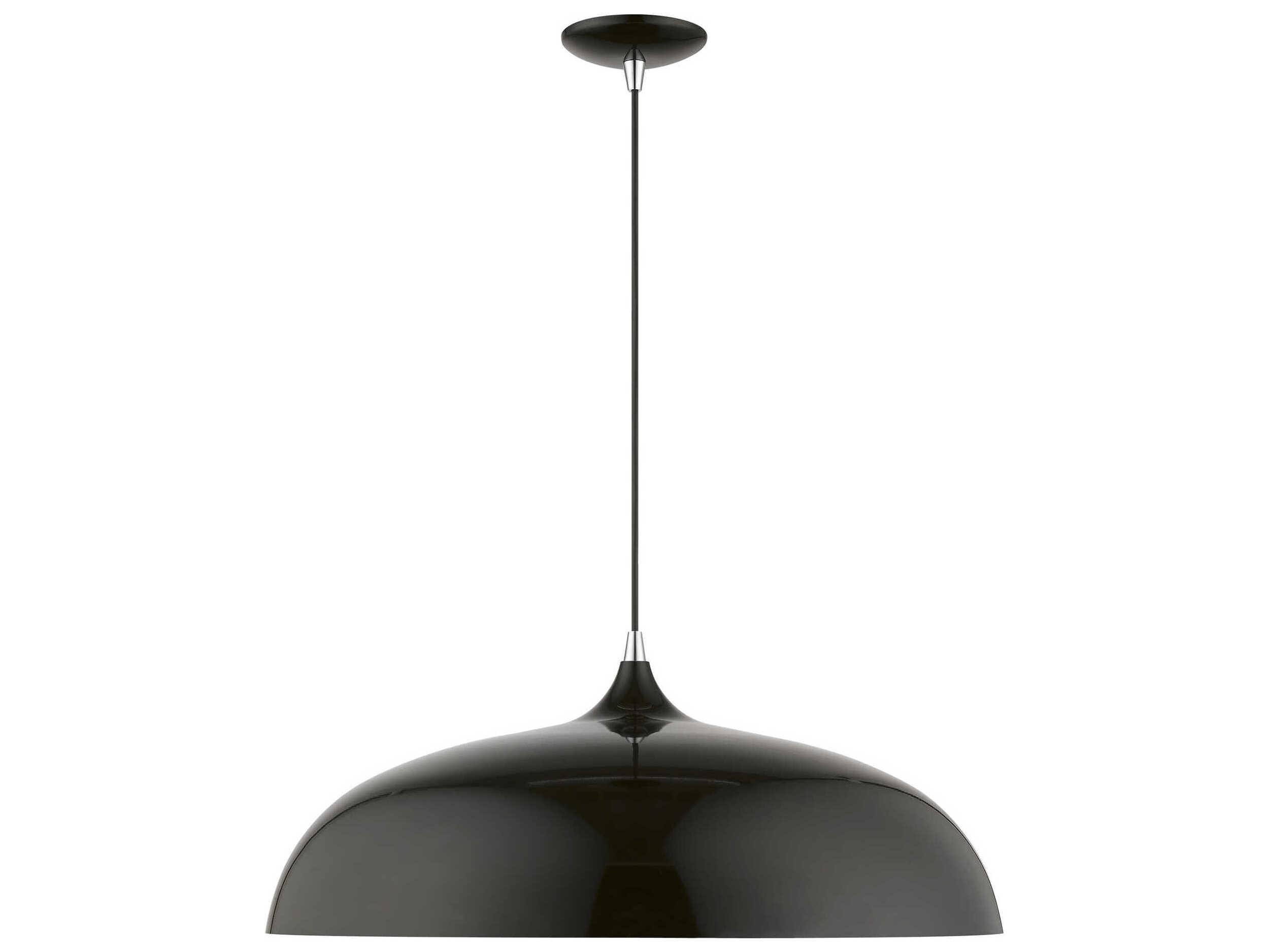 Livex Lighting Amador 3-Light Shiny Black Polished Chrome Dome Pendant