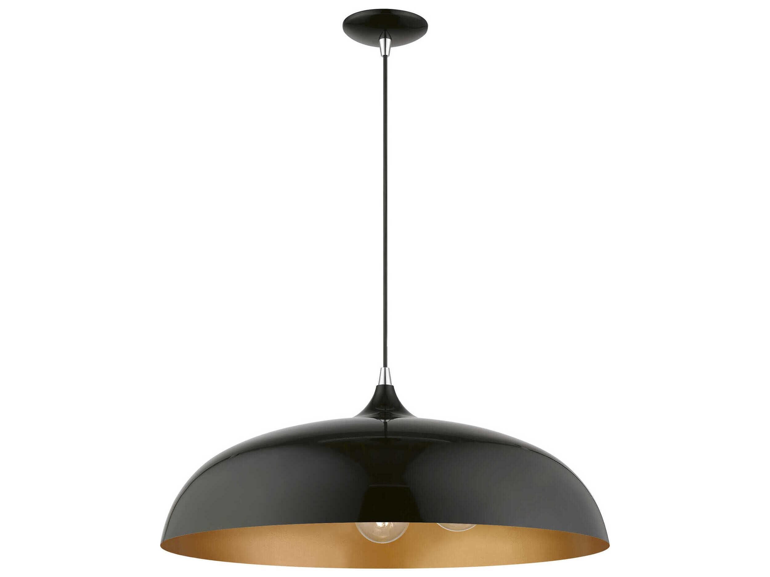 Livex Lighting Amador 3-Light Shiny Black Polished Chrome Dome Pendant