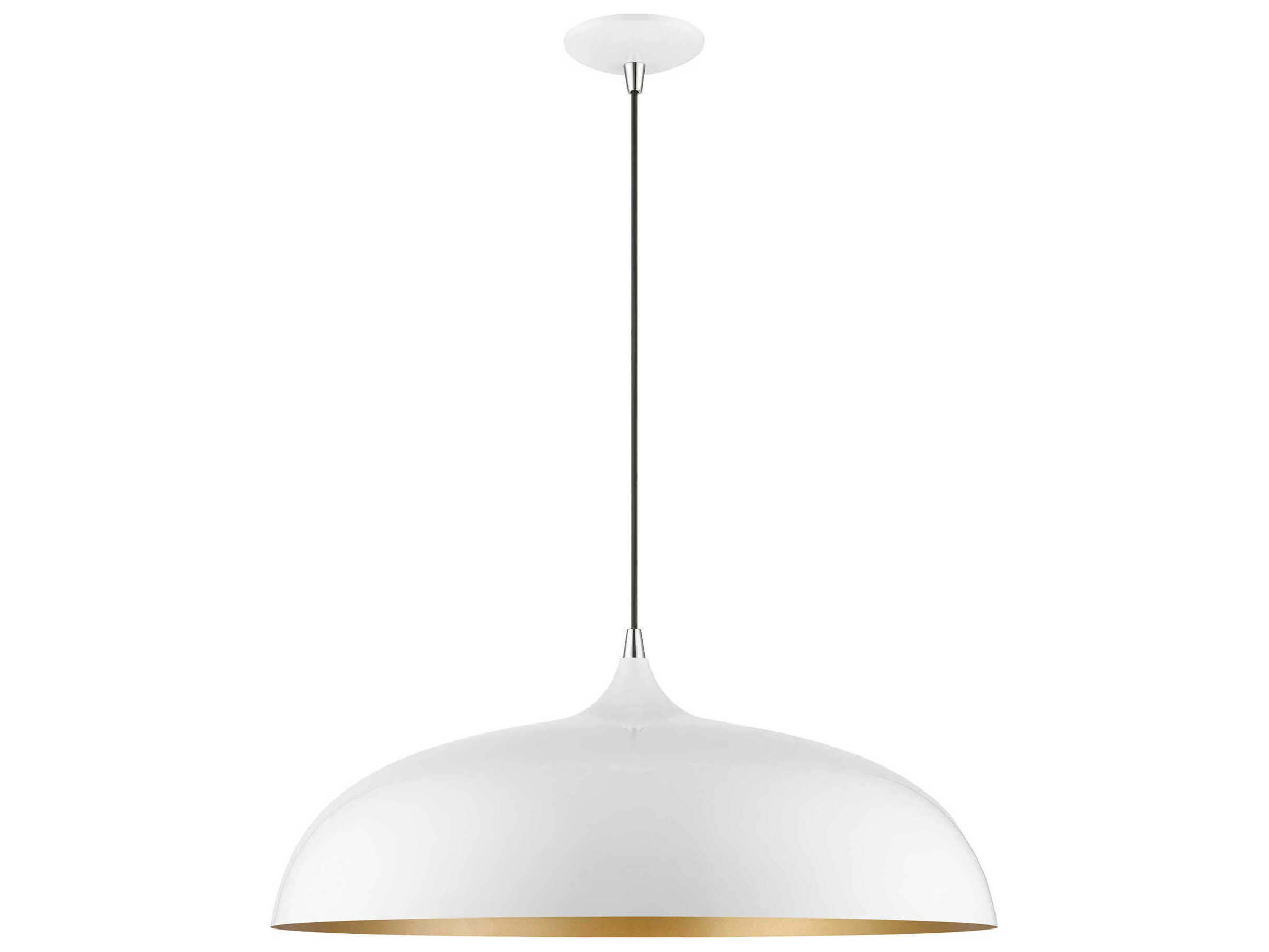 Livex Lighting Amador 3-Light Shiny White Polished Chrome Dome Pendant