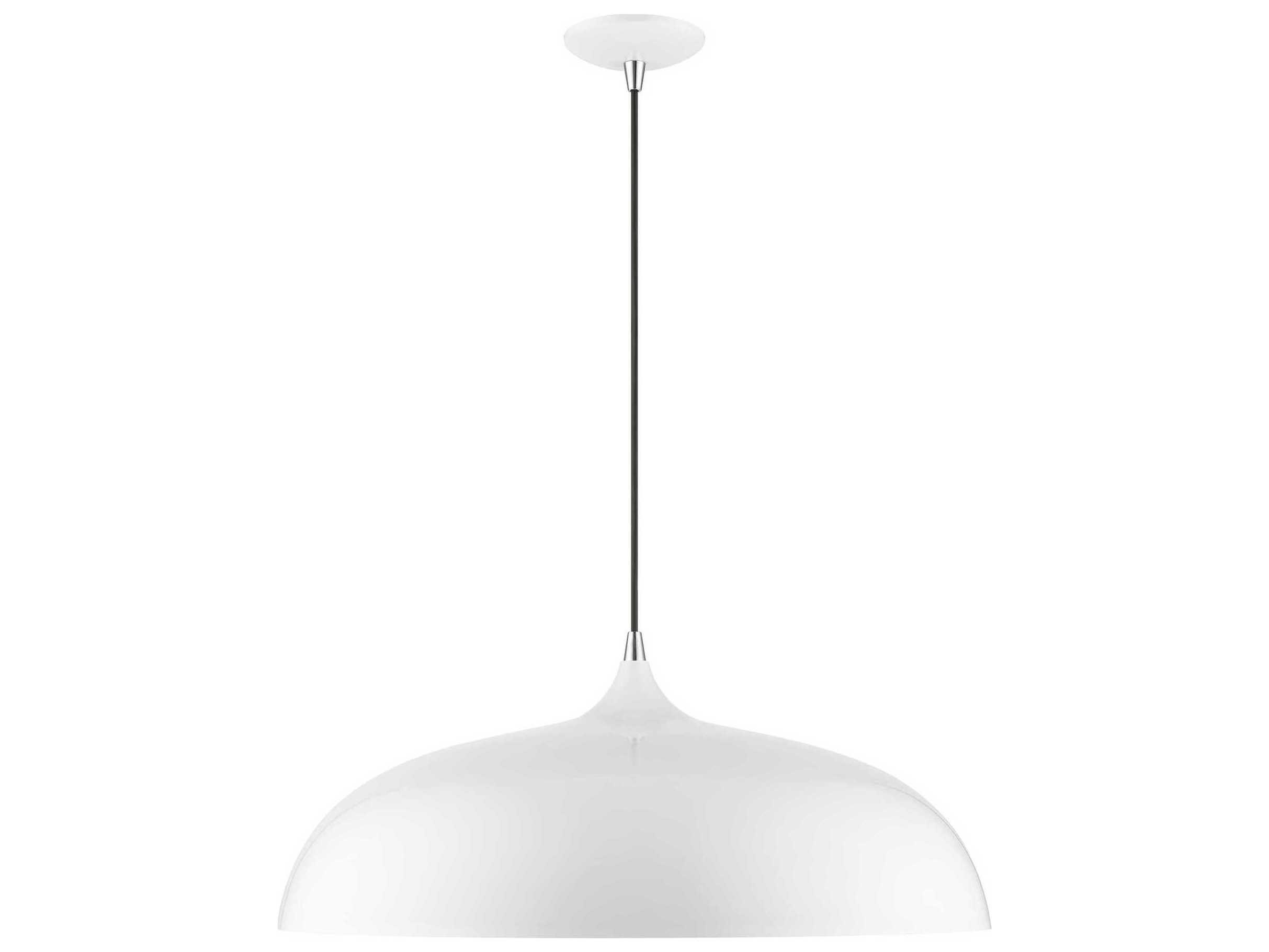 Livex Lighting Amador 3-Light Shiny White Polished Chrome Dome Pendant