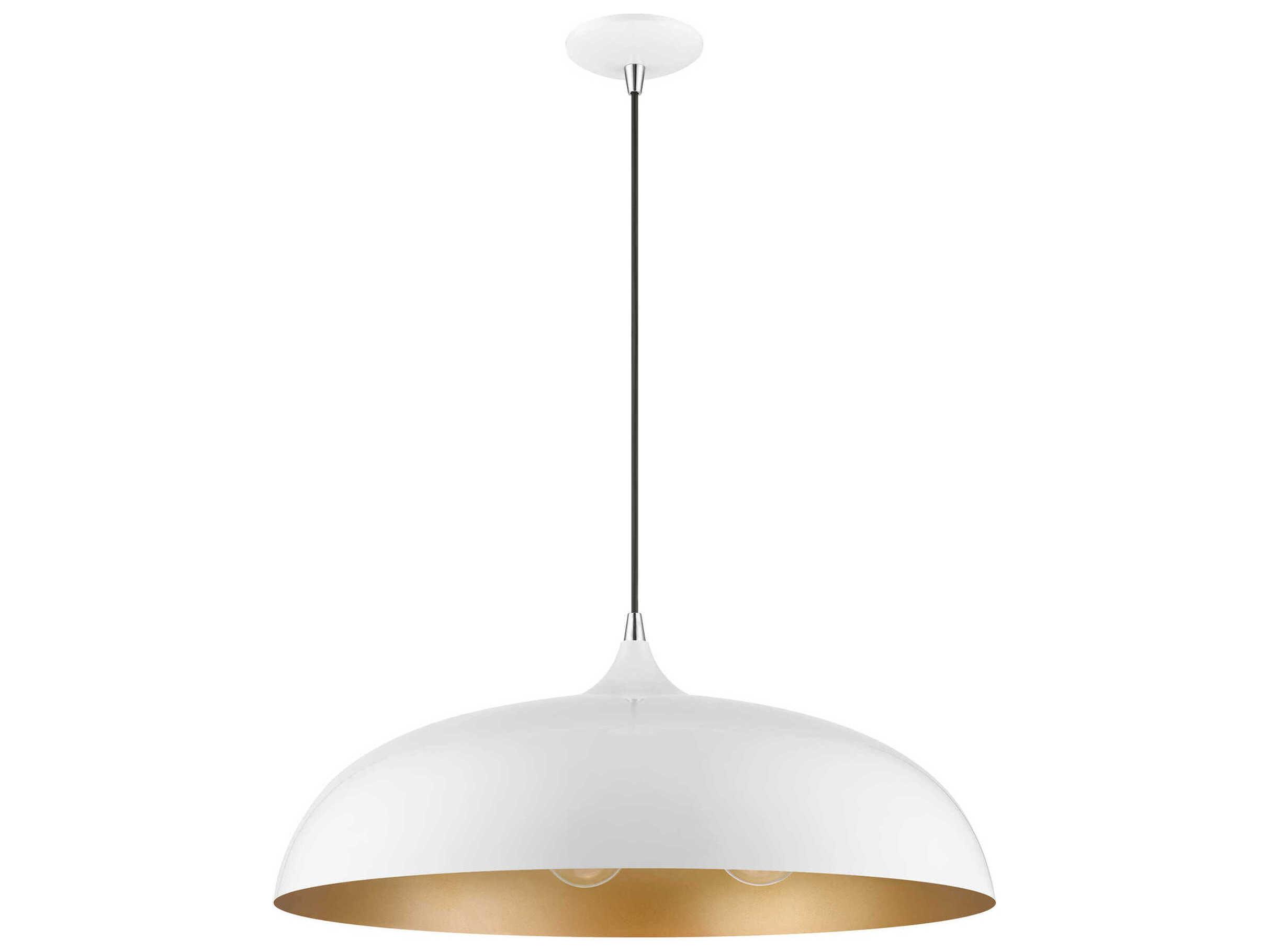 Livex Lighting Amador 3-Light Shiny White Polished Chrome Dome Pendant