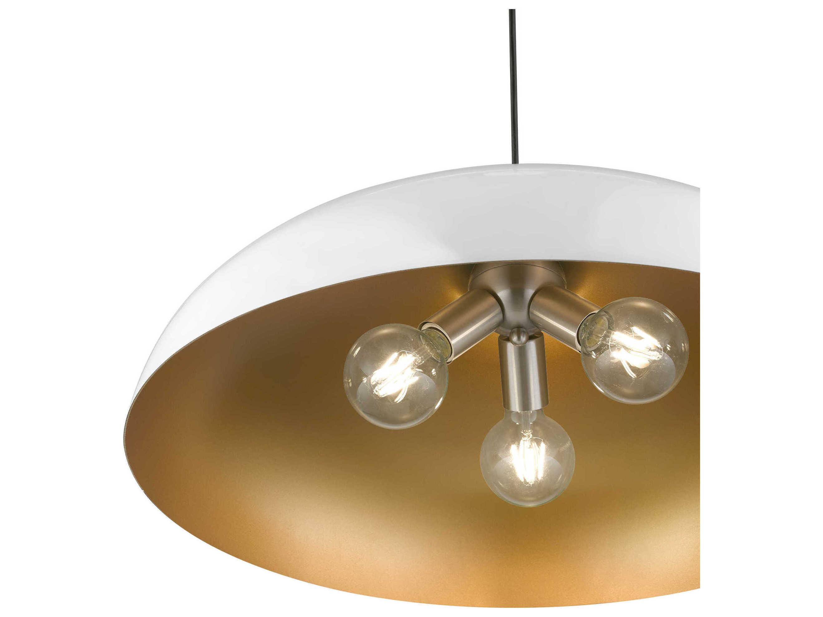 Livex Lighting Amador 3-Light Shiny White Polished Chrome Dome Pendant