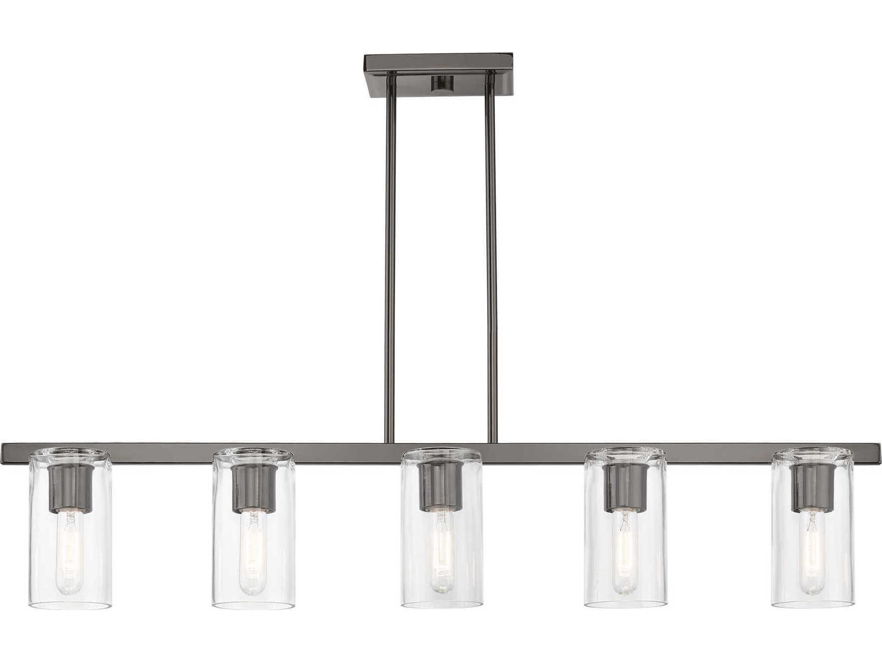 Livex Lighting Clarion 5-Light Black Chrome Glass Cylinder Linear Island Pendant
