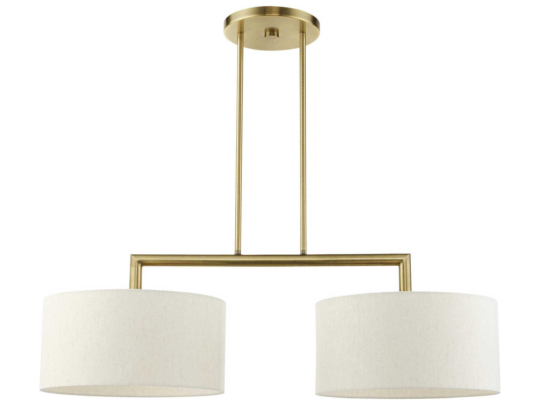 Livex Lighting Meridian 2-Light Antique Brass Drum Island Pendant
