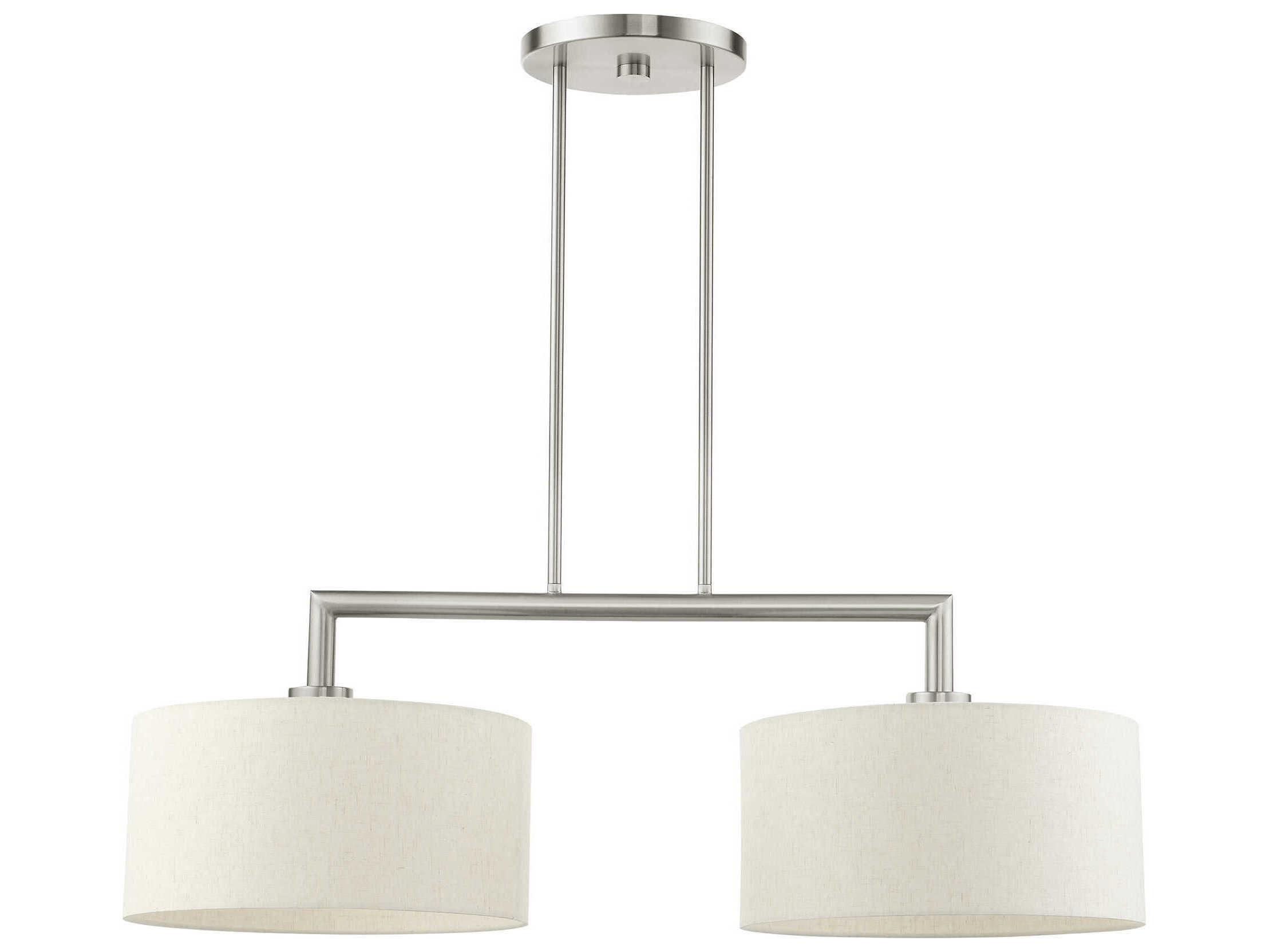 Livex Lighting Meridian 2-Light Brushed Nickel Drum Island Pendant