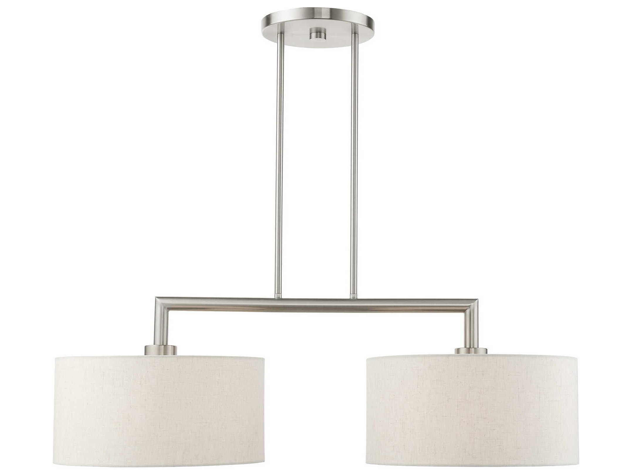 Livex Lighting Meridian 2-Light Brushed Nickel Drum Island Pendant