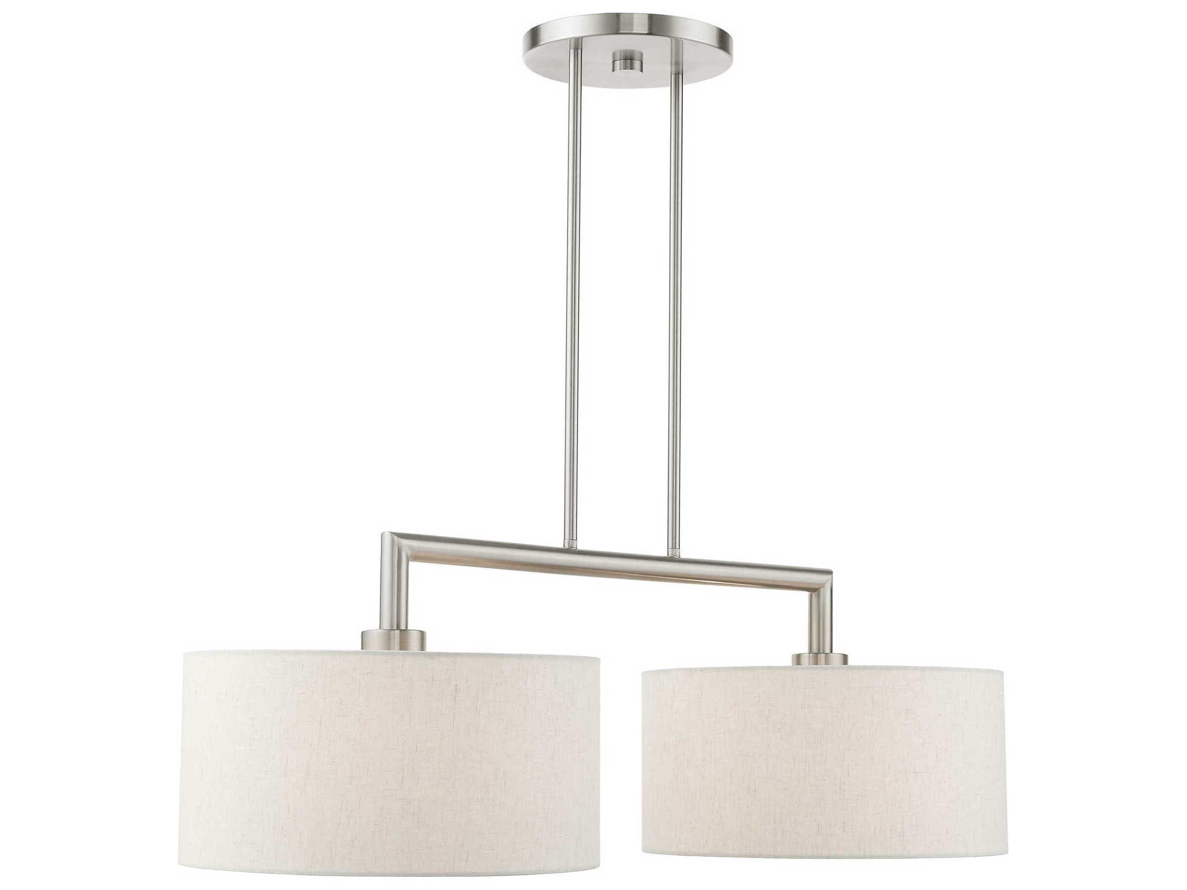 Livex Lighting Meridian 2-Light Brushed Nickel Drum Island Pendant