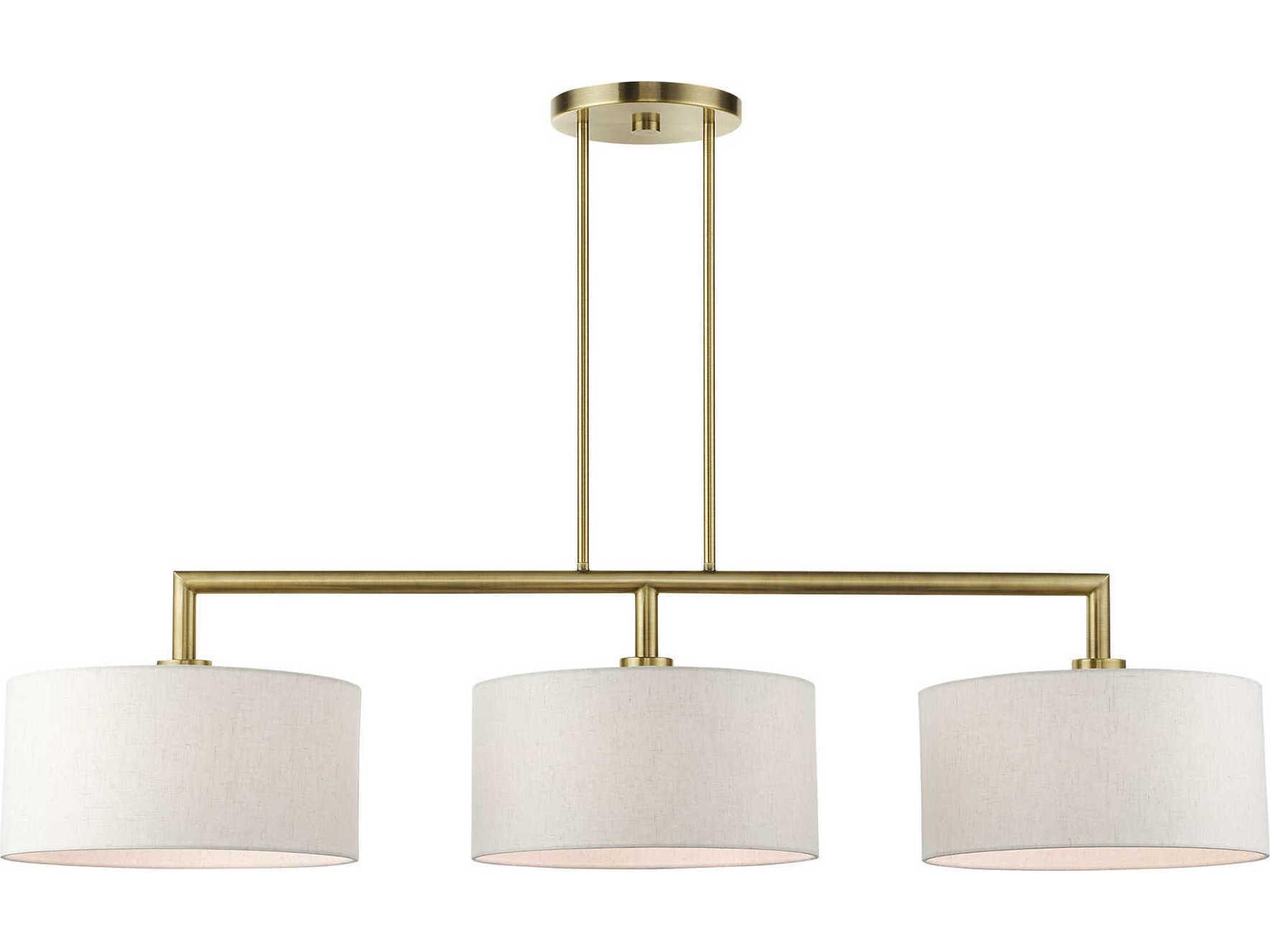 Livex Lighting Meridian 3-Light Antique Brass Drum Island Pendant