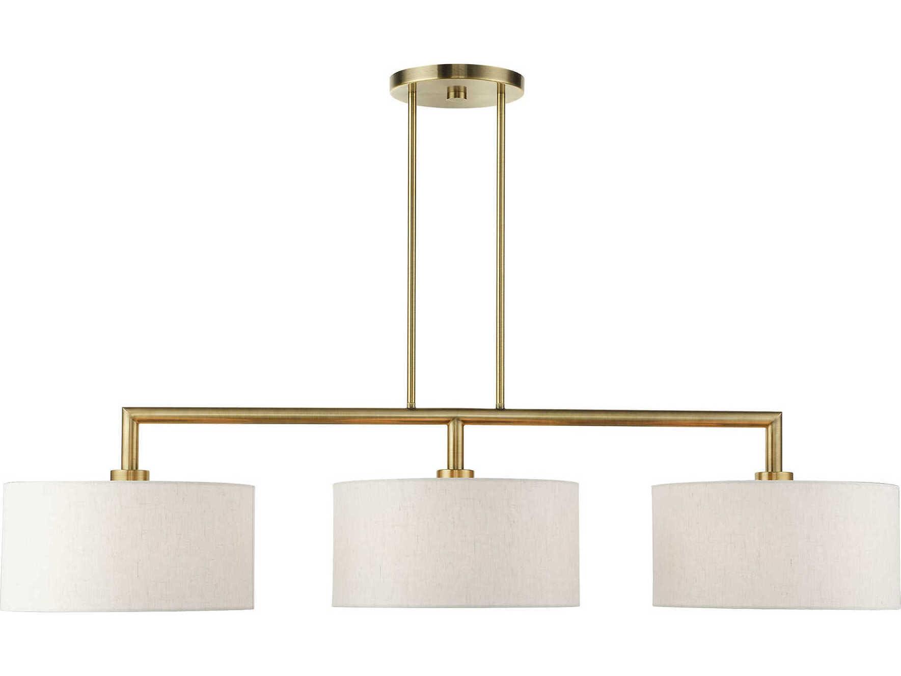 Livex Lighting Meridian 3-Light Antique Brass Drum Island Pendant