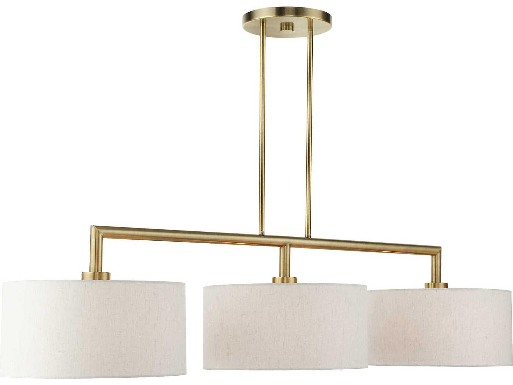 Livex Lighting Meridian 3-Light Antique Brass Drum Island Pendant