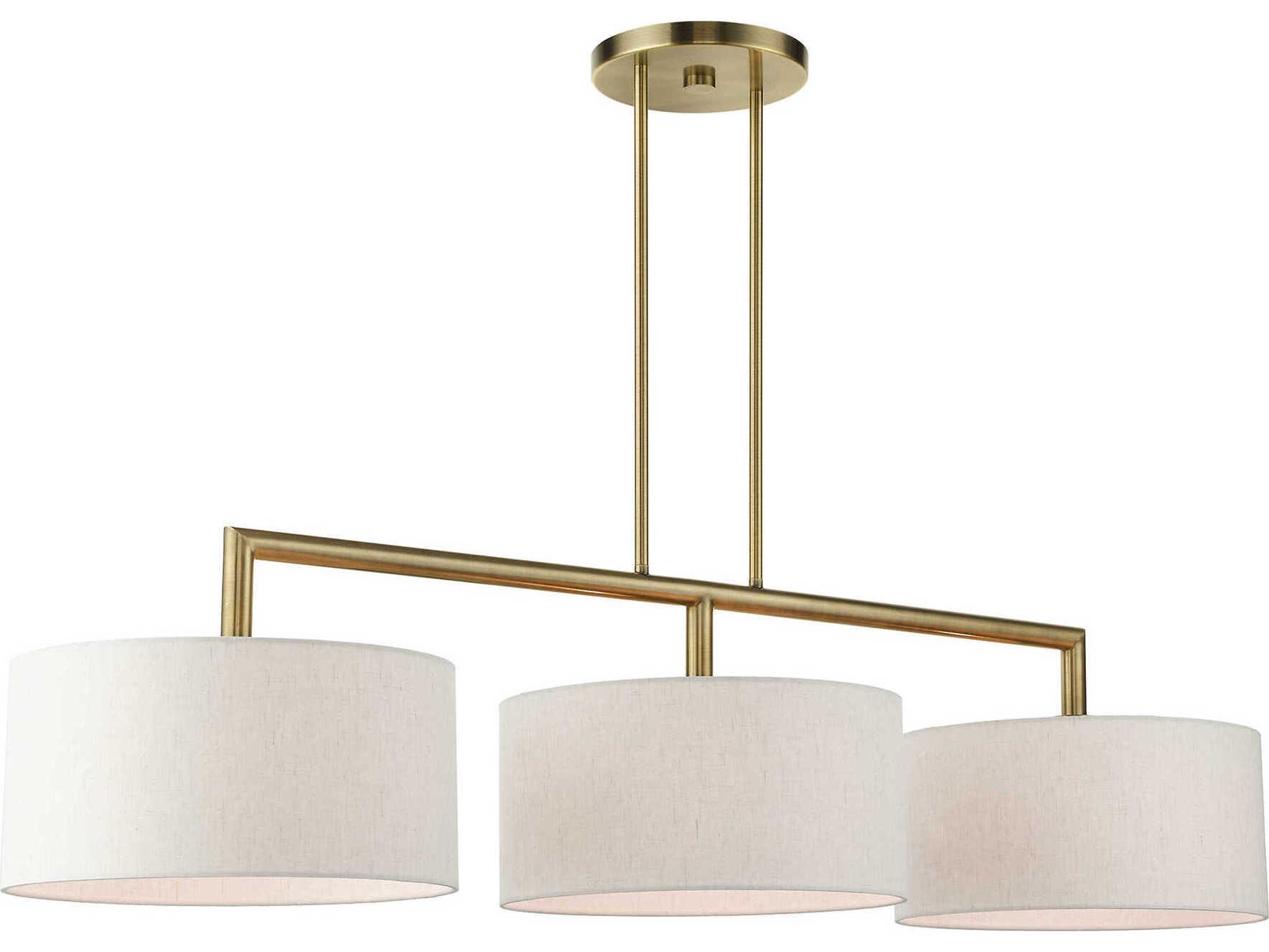 Livex Lighting Meridian 3-Light Antique Brass Drum Island Pendant