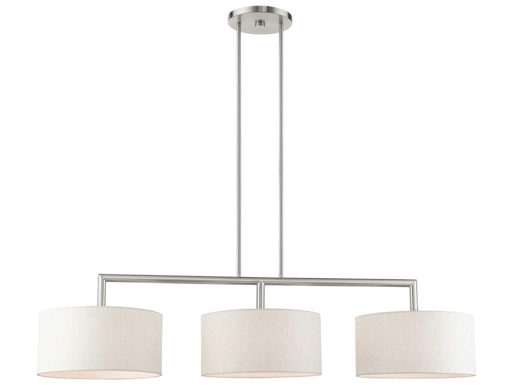 Livex Lighting Meridian 3-Light Brushed Nickel Drum Island Pendant