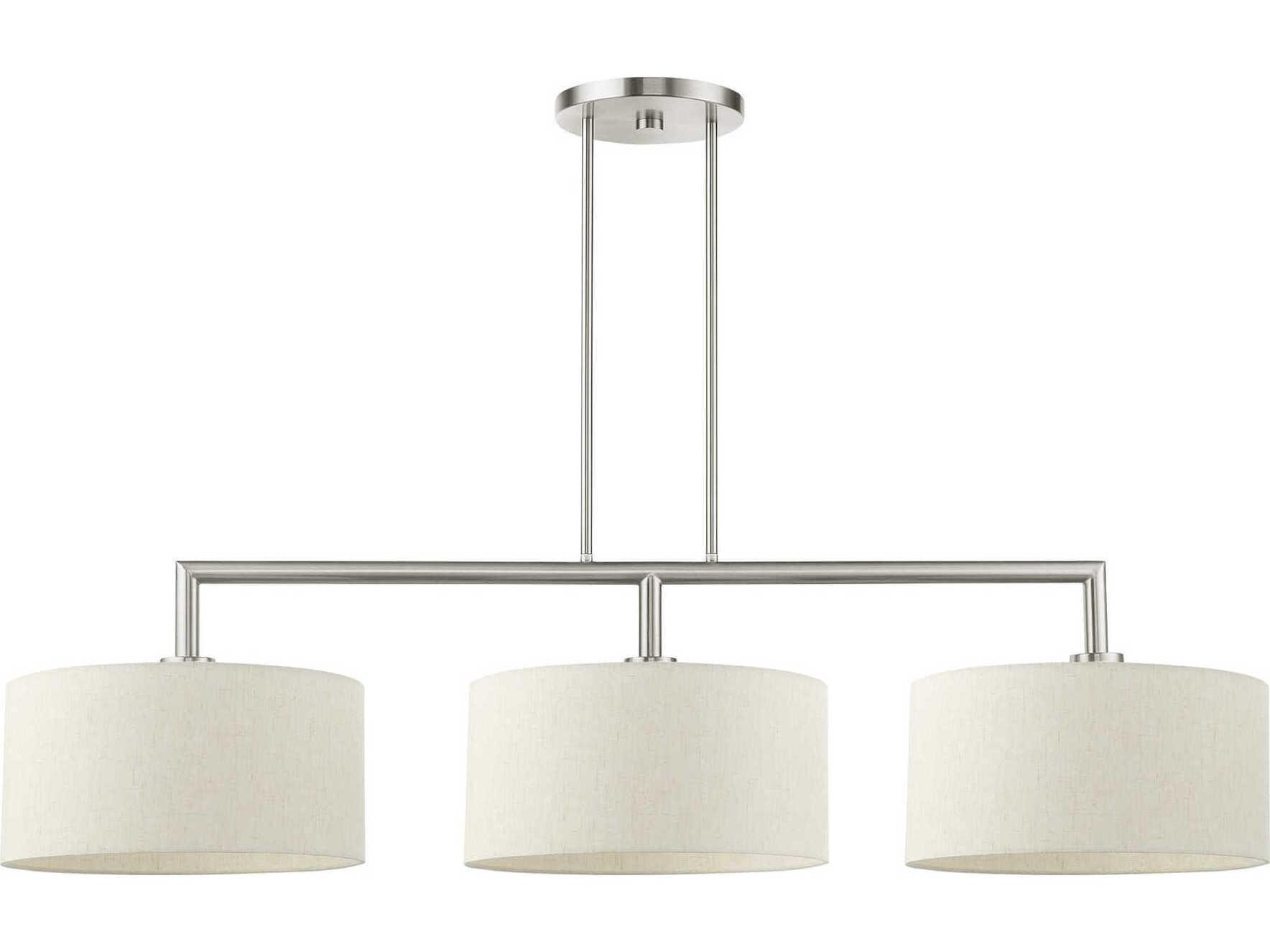 Livex Lighting Meridian 3-Light Brushed Nickel Drum Island Pendant