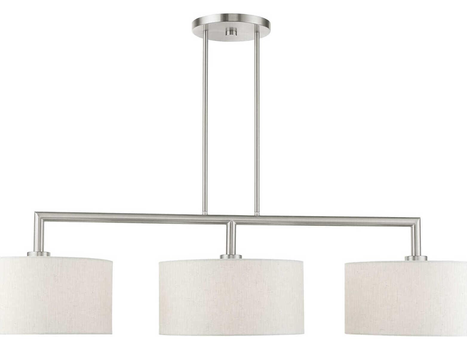 Livex Lighting Meridian 3-Light Brushed Nickel Drum Island Pendant