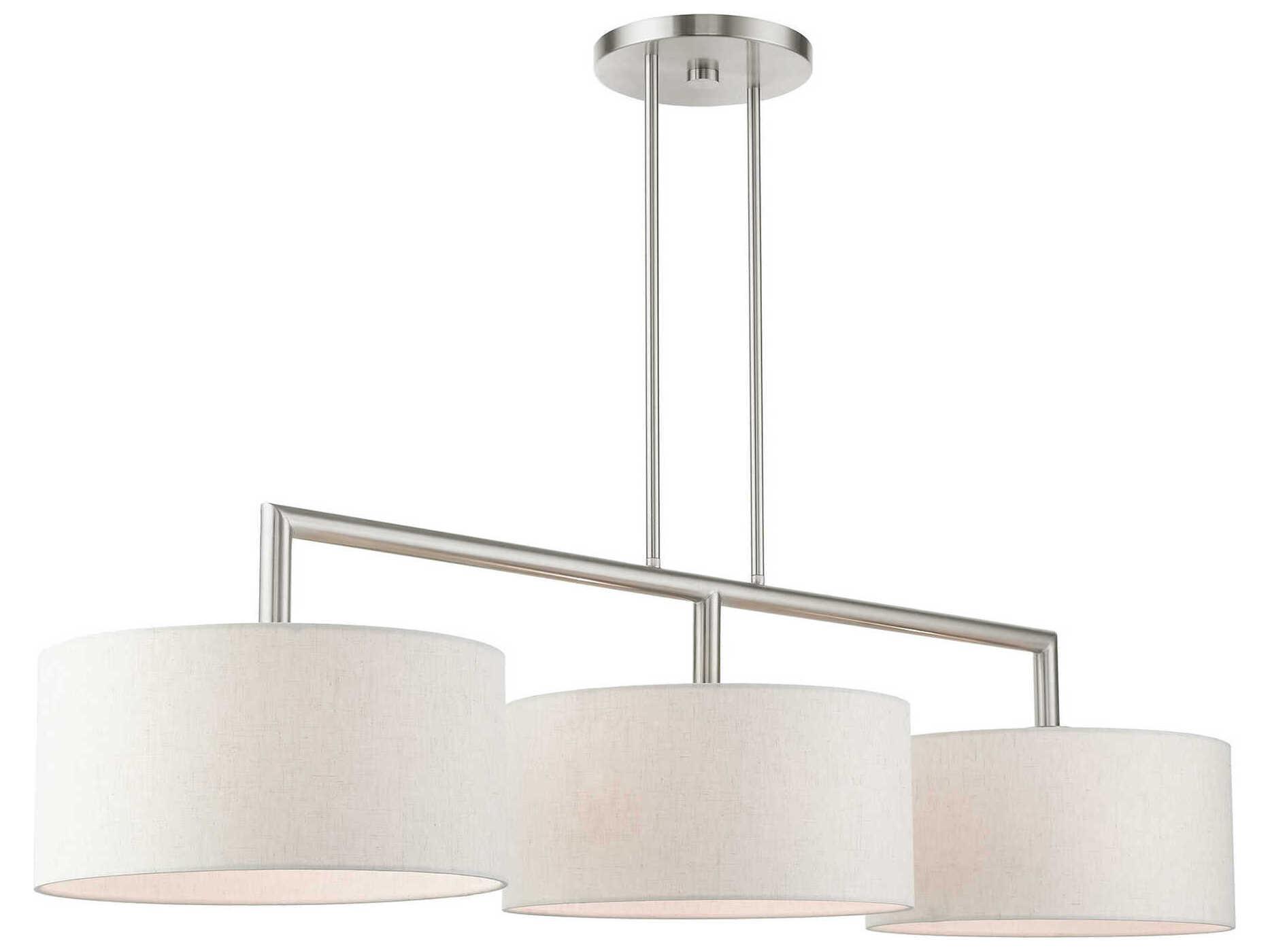 Livex Lighting Meridian 3-Light Brushed Nickel Drum Island Pendant