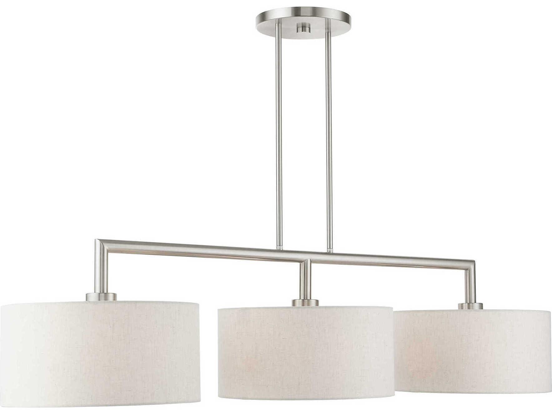 Livex Lighting Meridian 3-Light Brushed Nickel Drum Island Pendant