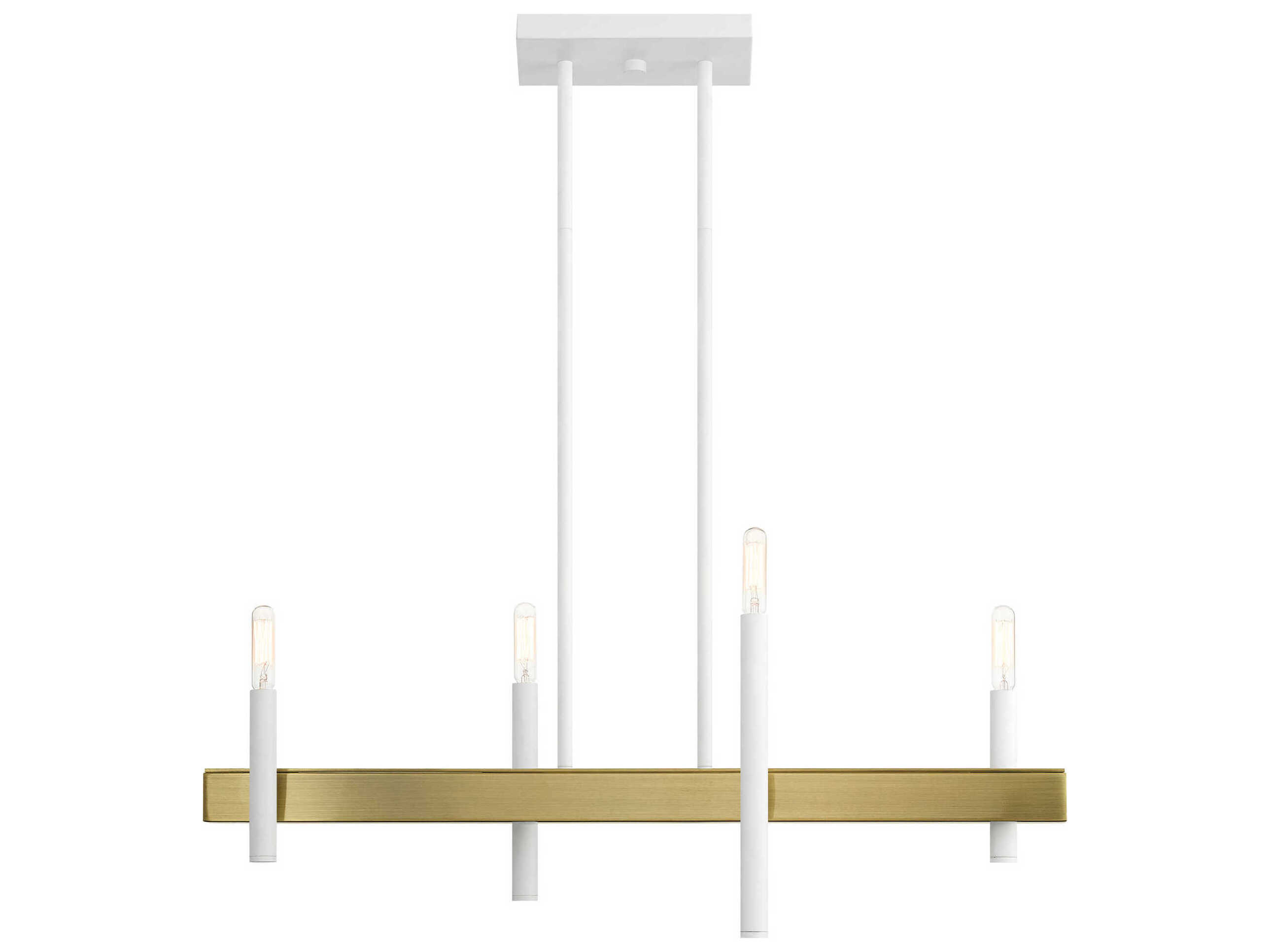 Livex Lighting Denmark 4-Light White Antique Brass Linear Island Pendant
