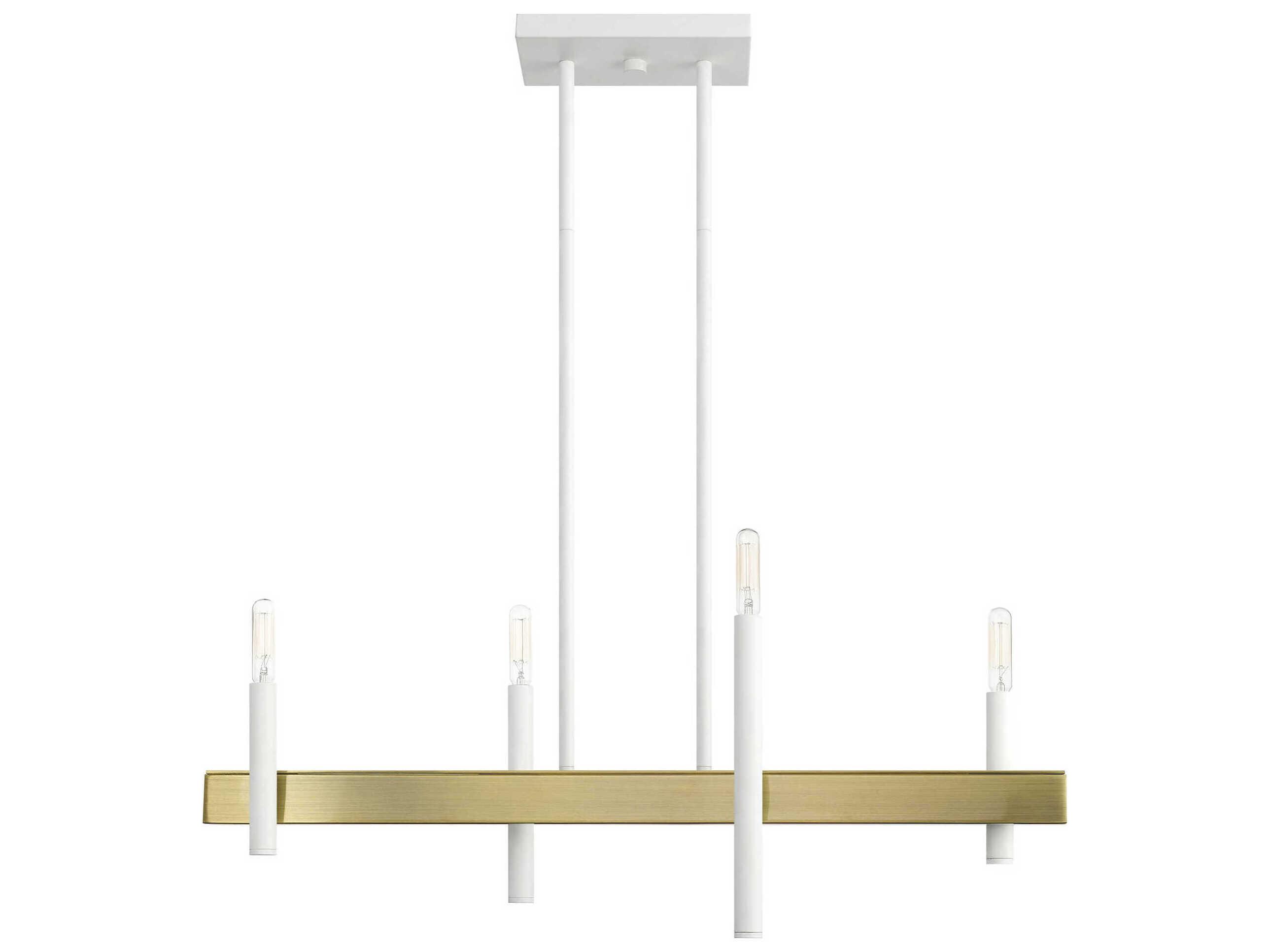Livex Lighting Denmark 4-Light White Antique Brass Linear Island Pendant