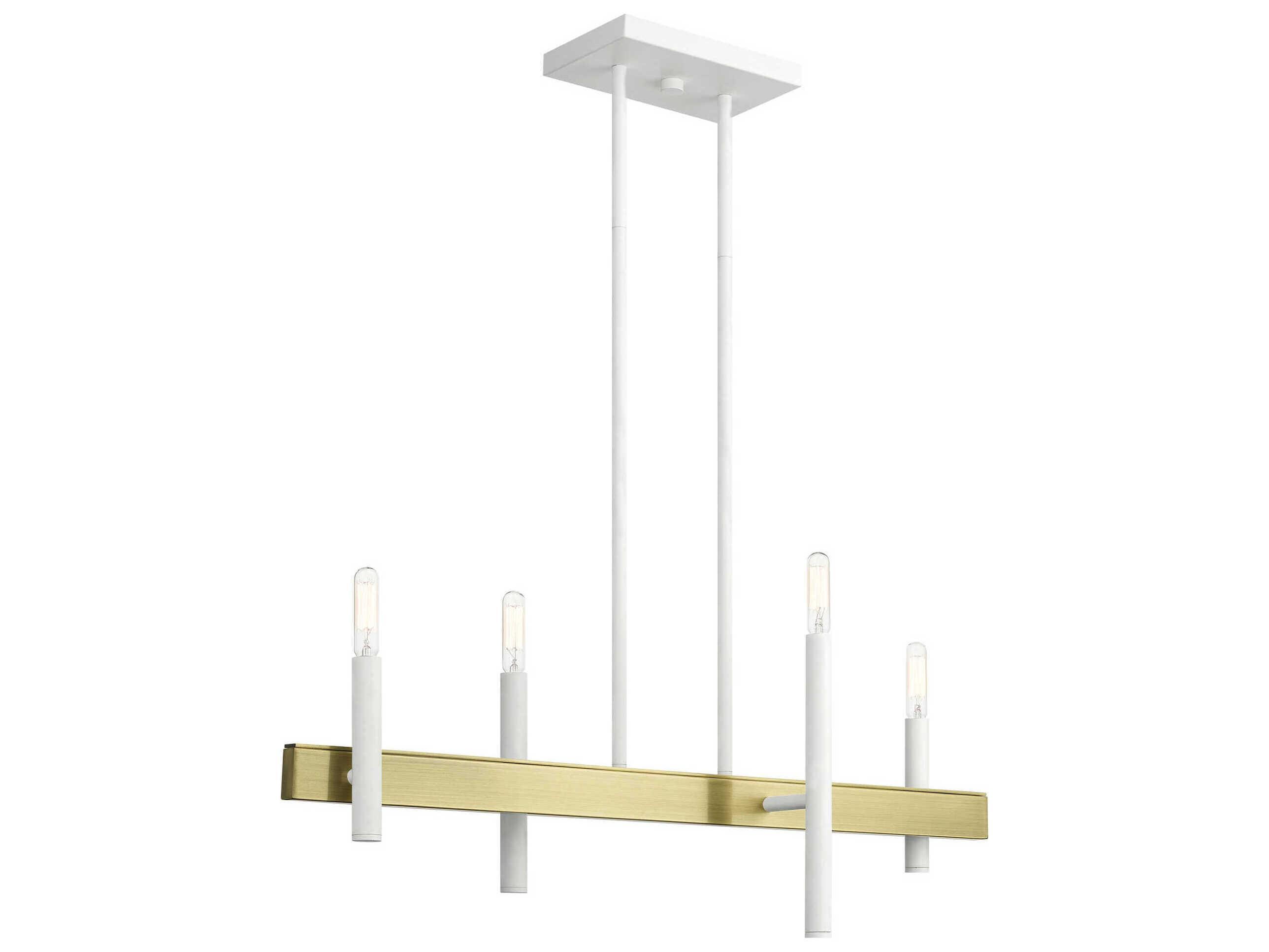 Livex Lighting Denmark 4-Light White Antique Brass Linear Island Pendant