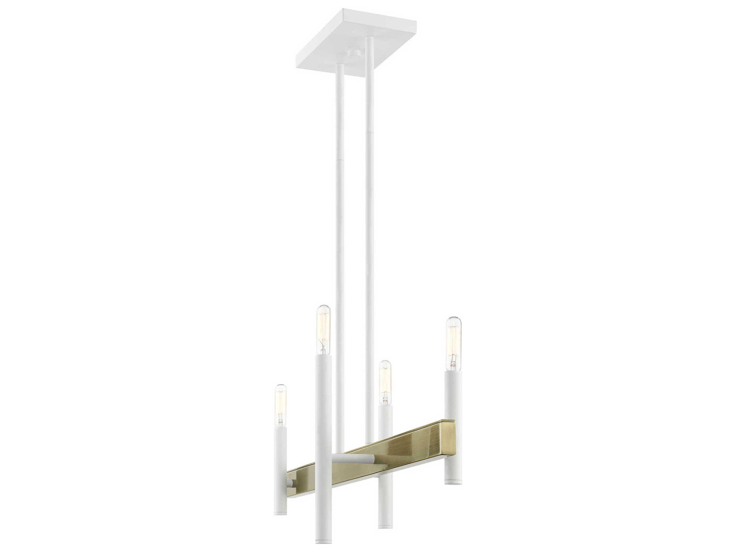 Livex Lighting Denmark 4-Light White Antique Brass Linear Island Pendant