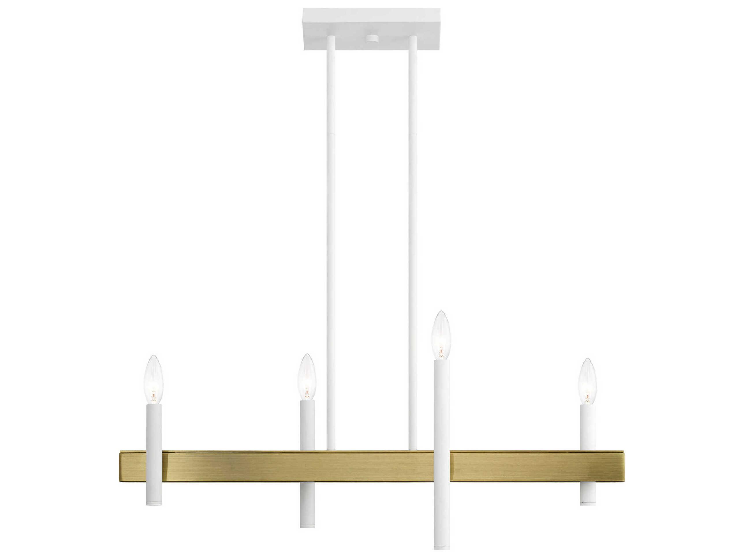 Livex Lighting Denmark 4-Light White Antique Brass Linear Island Pendant