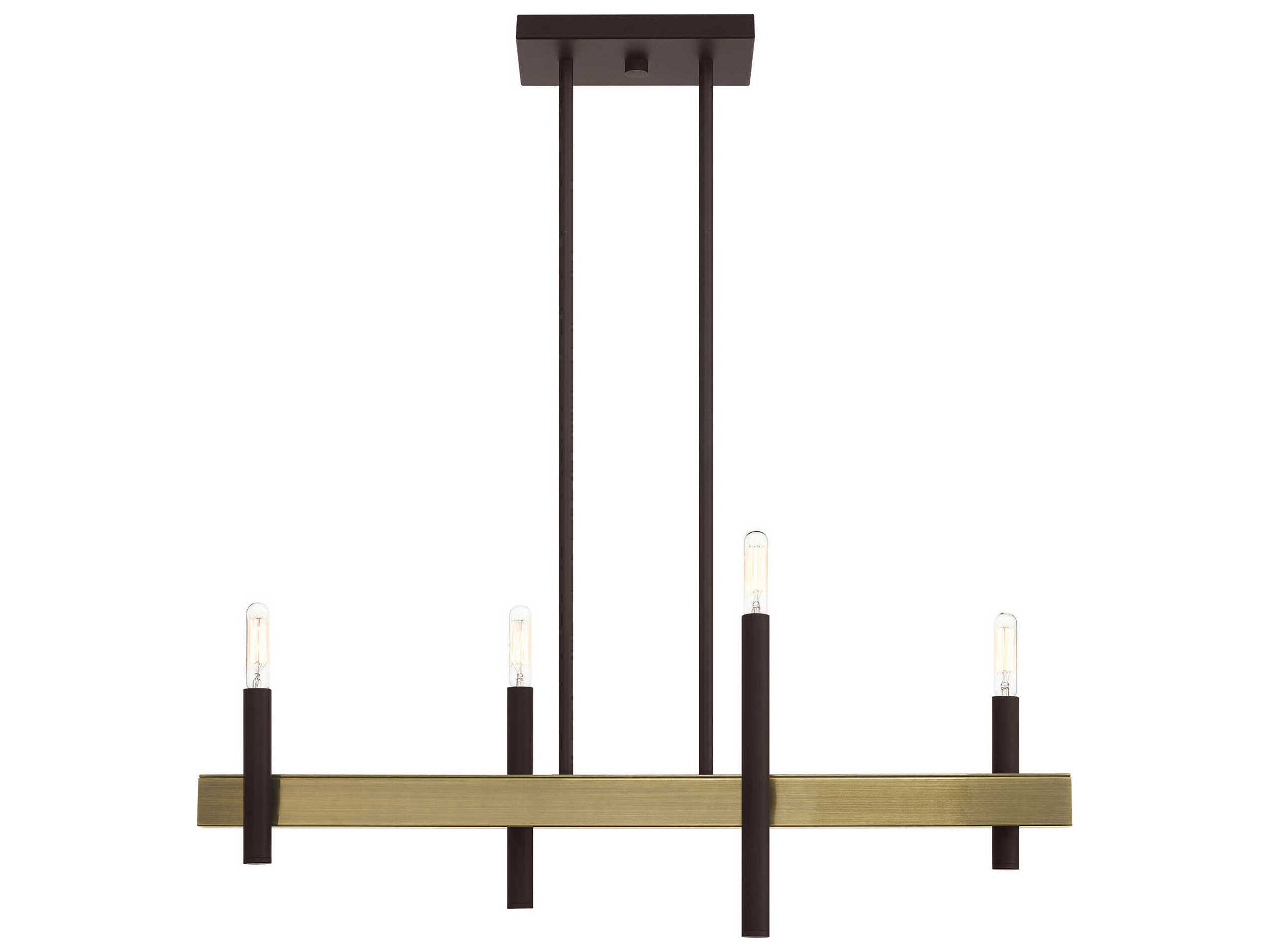 Livex Lighting Denmark 4-Light Bronze Antique Brass Linear Island Pendant