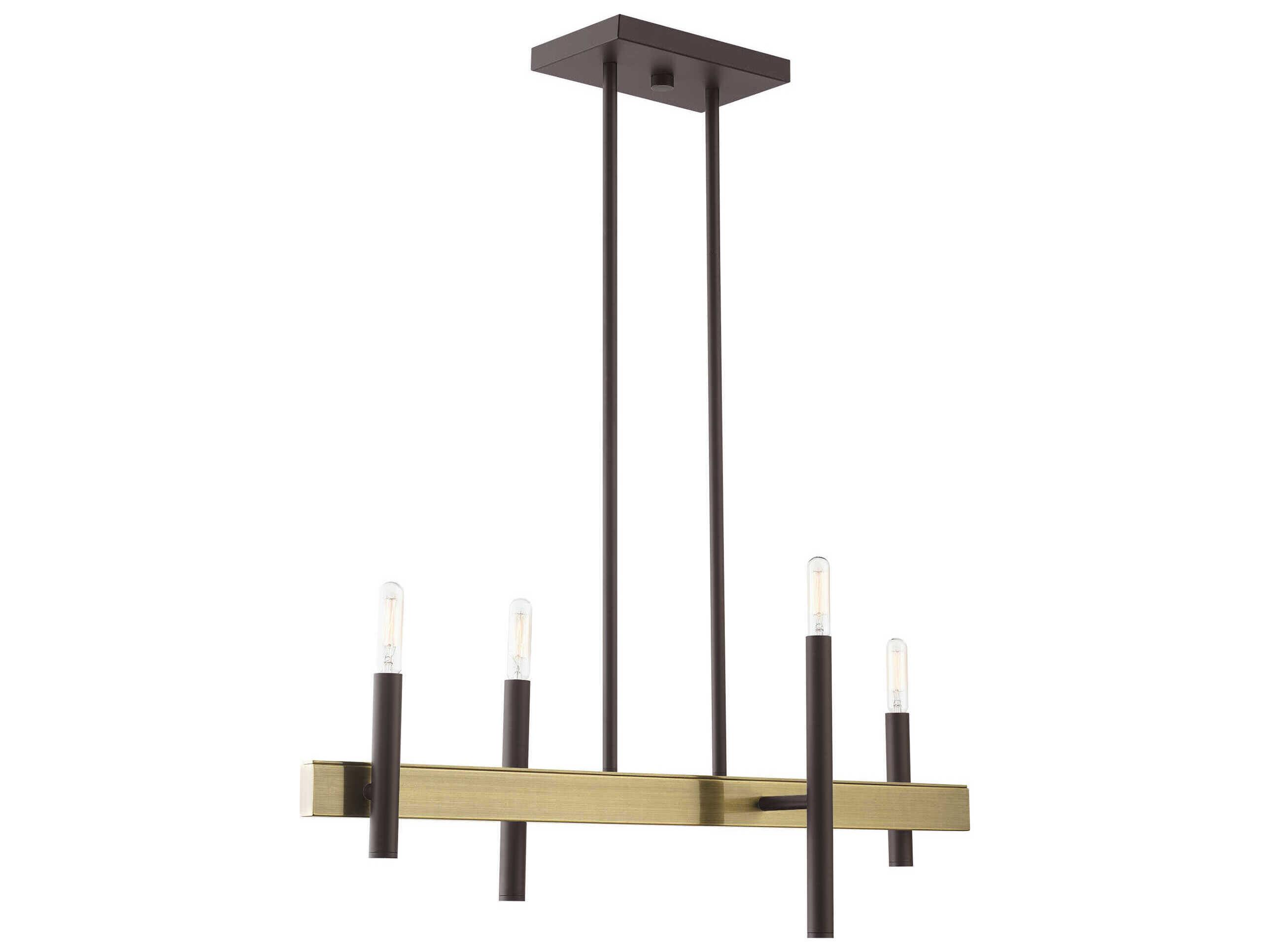 Livex Lighting Denmark 4-Light Bronze Antique Brass Linear Island Pendant