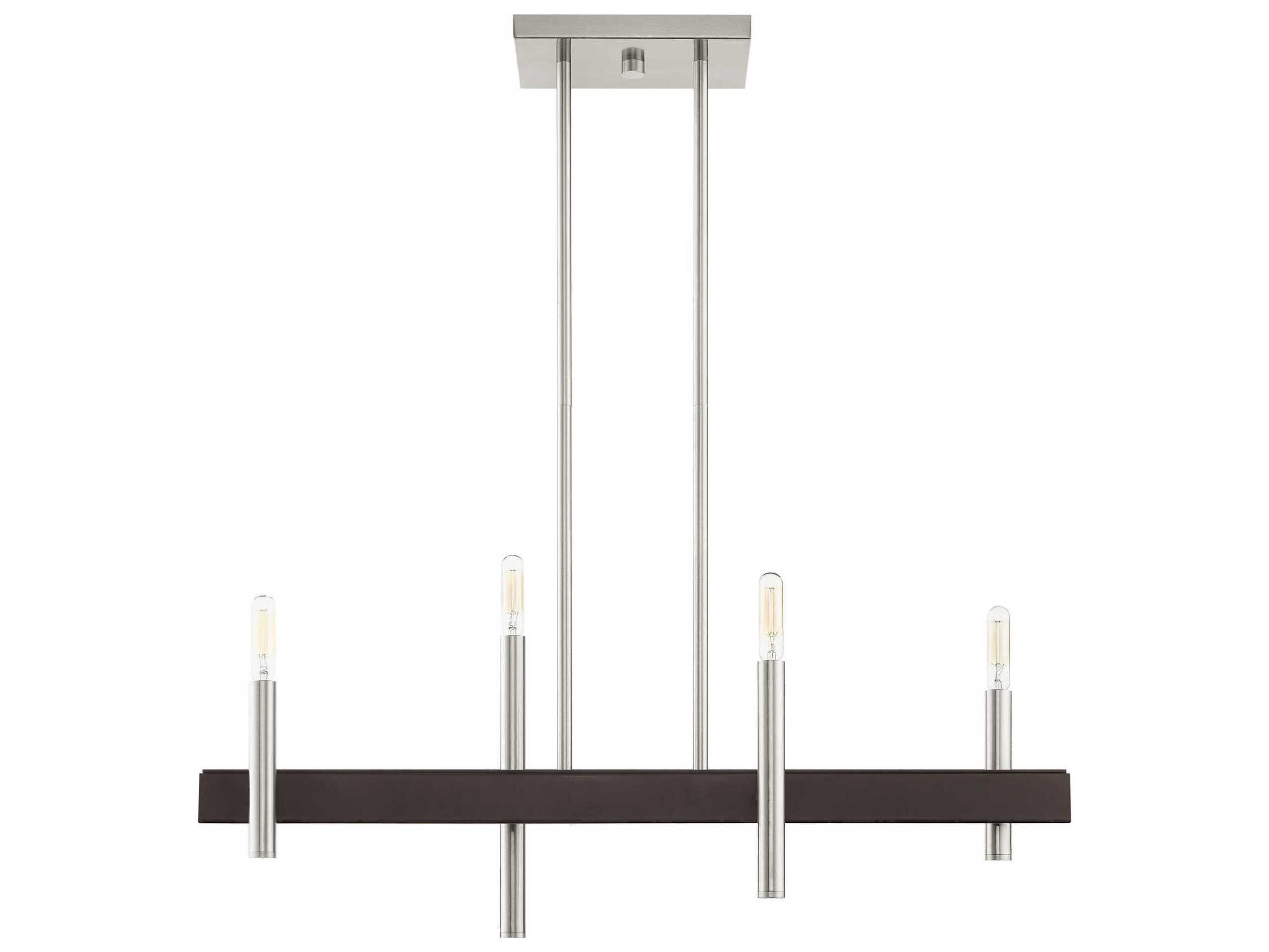 Livex Lighting Denmark 4-Light Brushed Nickel Bronze Linear Island Pendant
