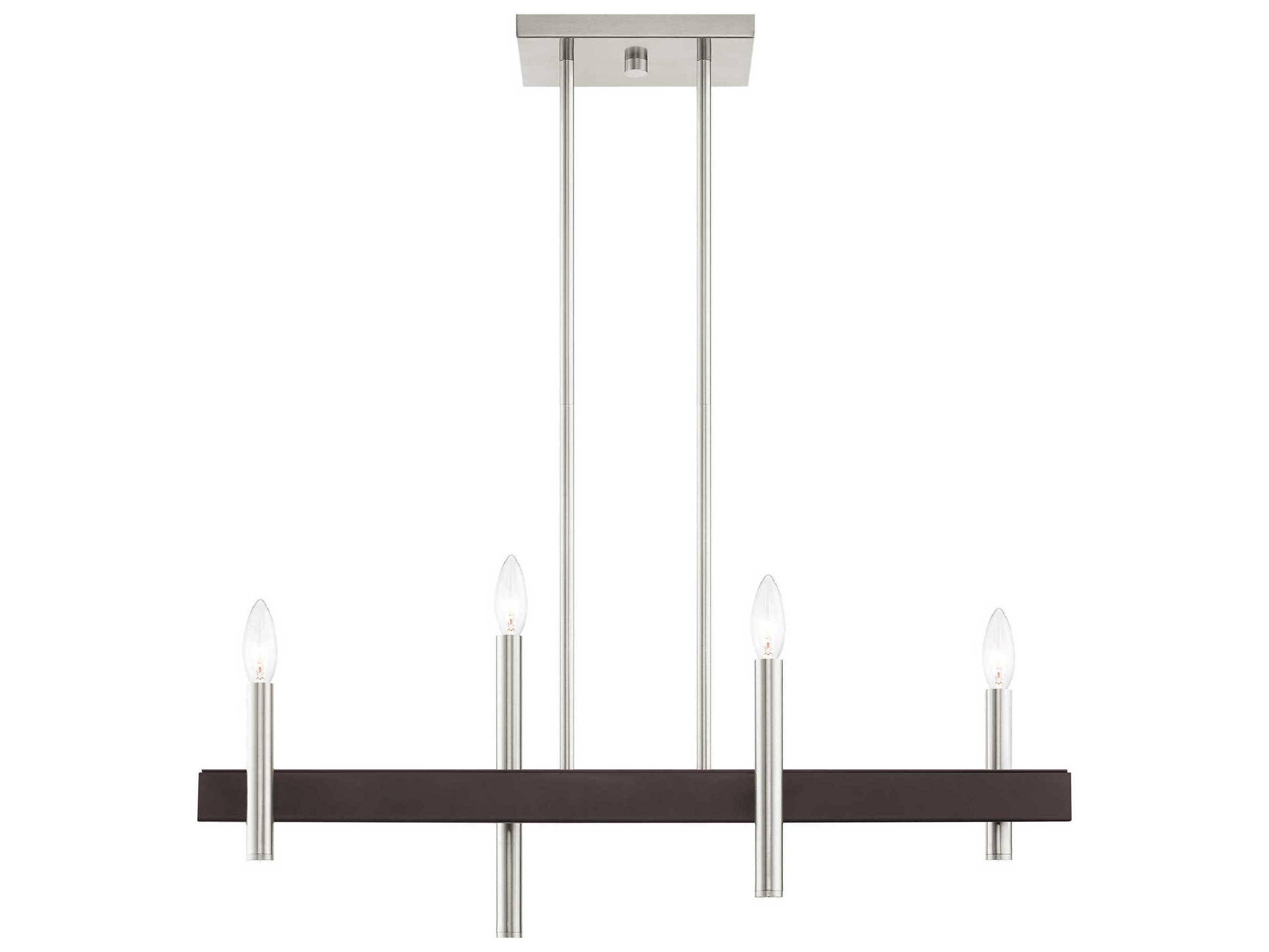 Livex Lighting Denmark 4-Light Brushed Nickel Bronze Linear Island Pendant