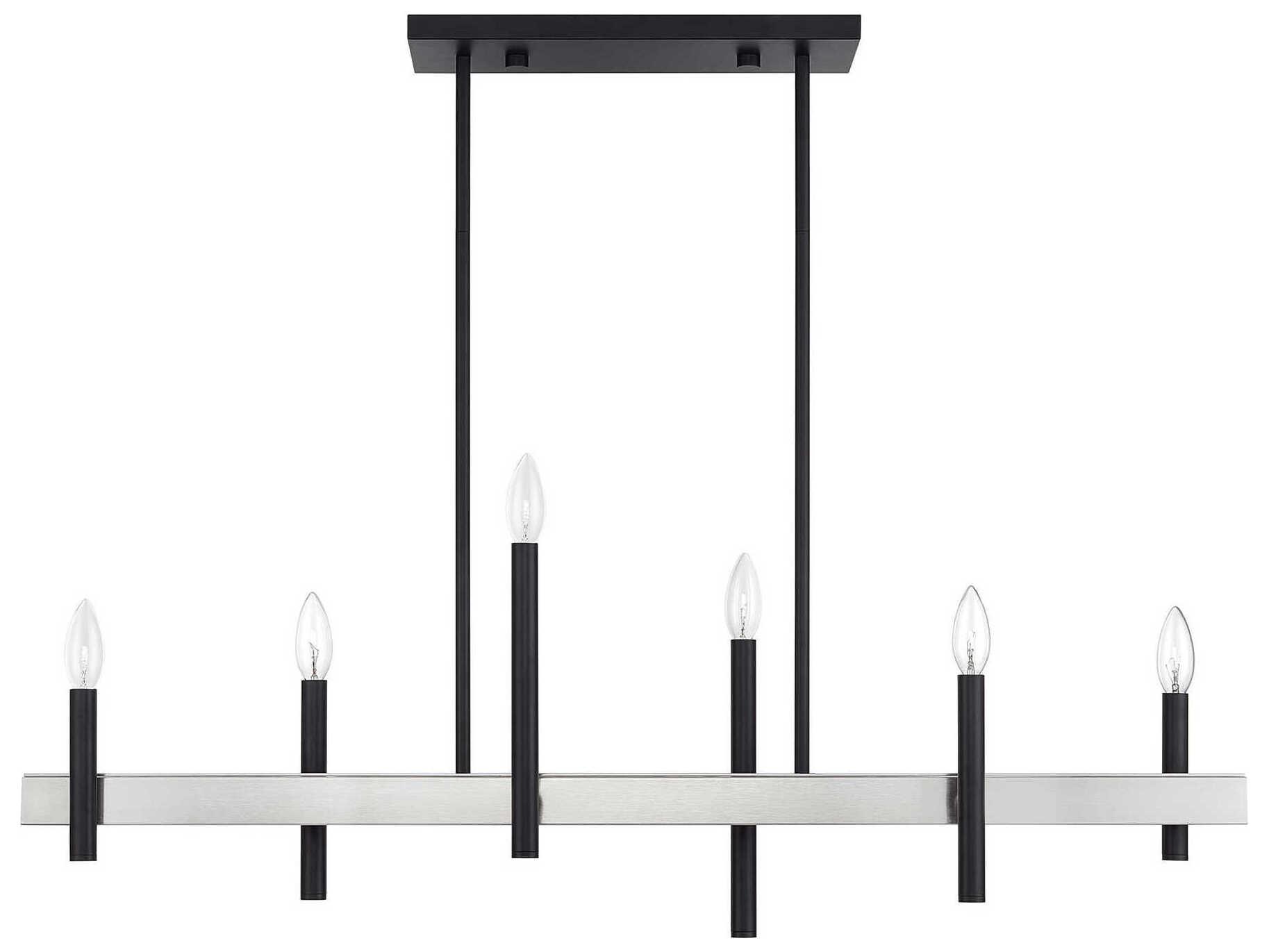 Livex Lighting Denmark 6-Light Black Brushed Nickel Island Pendant
