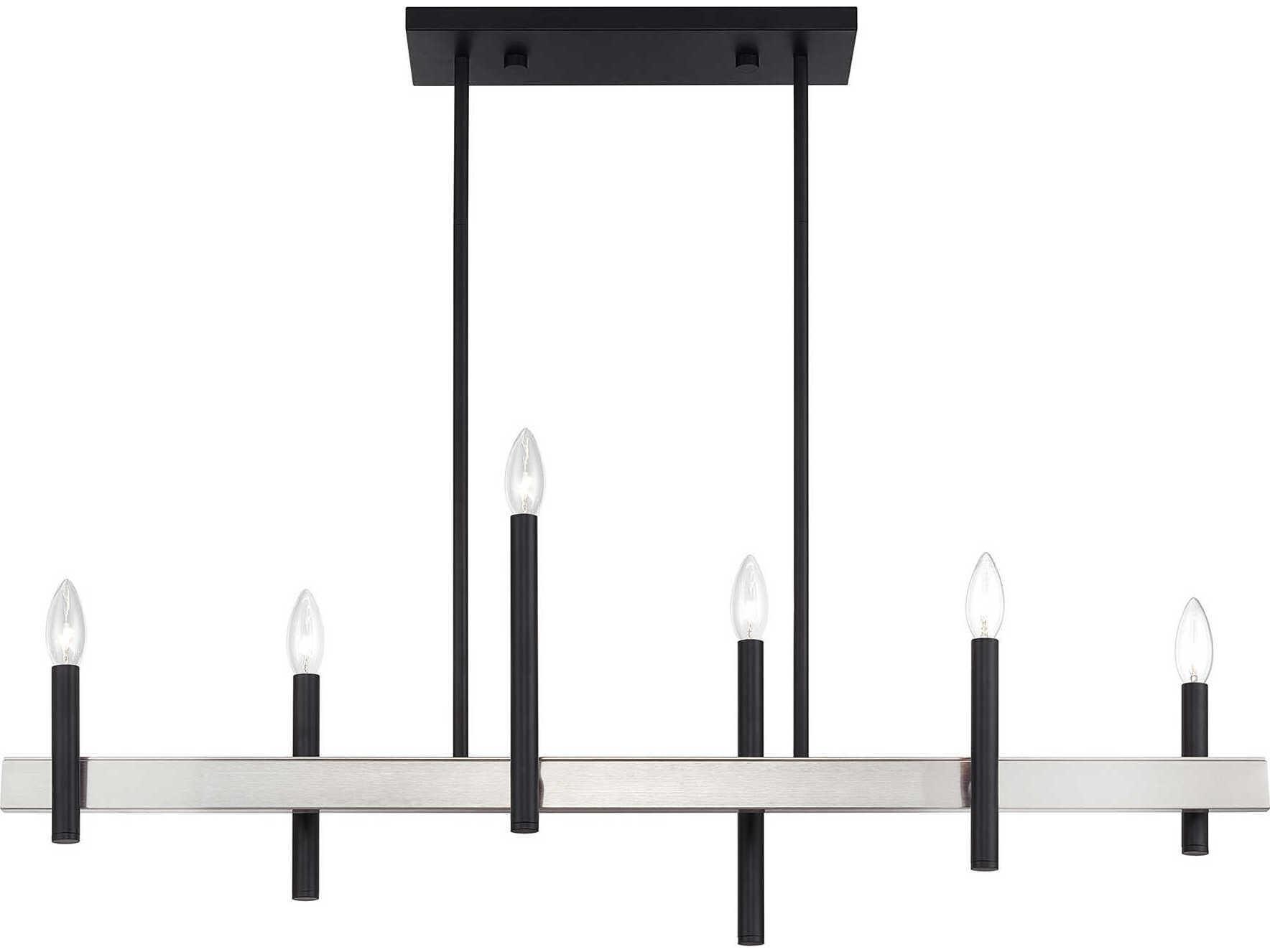 Livex Lighting Denmark 6-Light Black Brushed Nickel Island Pendant