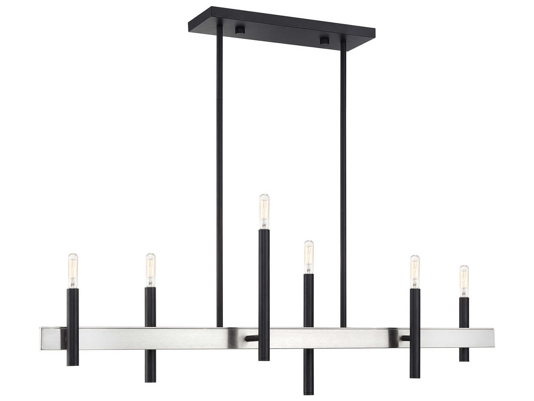 Livex Lighting Denmark 6-Light Black Brushed Nickel Island Pendant