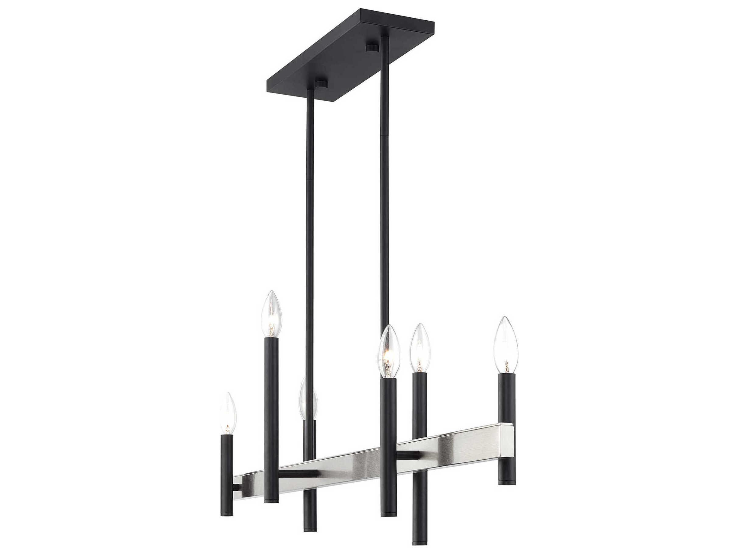 Livex Lighting Denmark 6-Light Black Brushed Nickel Island Pendant