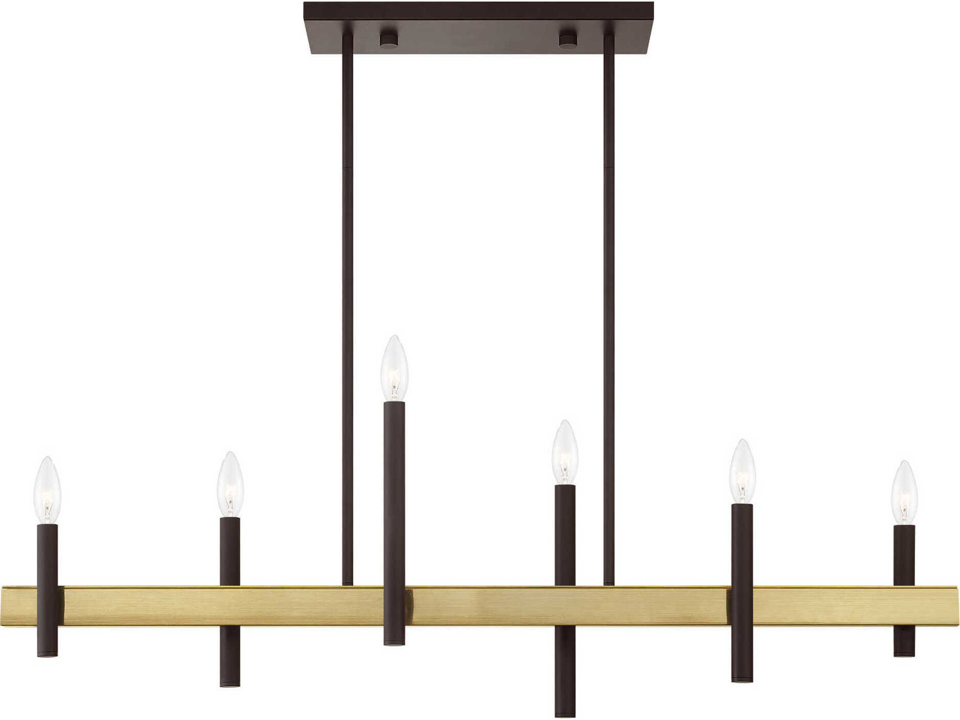 Livex Lighting Denmark 6-Light Bronze Antique Brass Linear Island Pendant