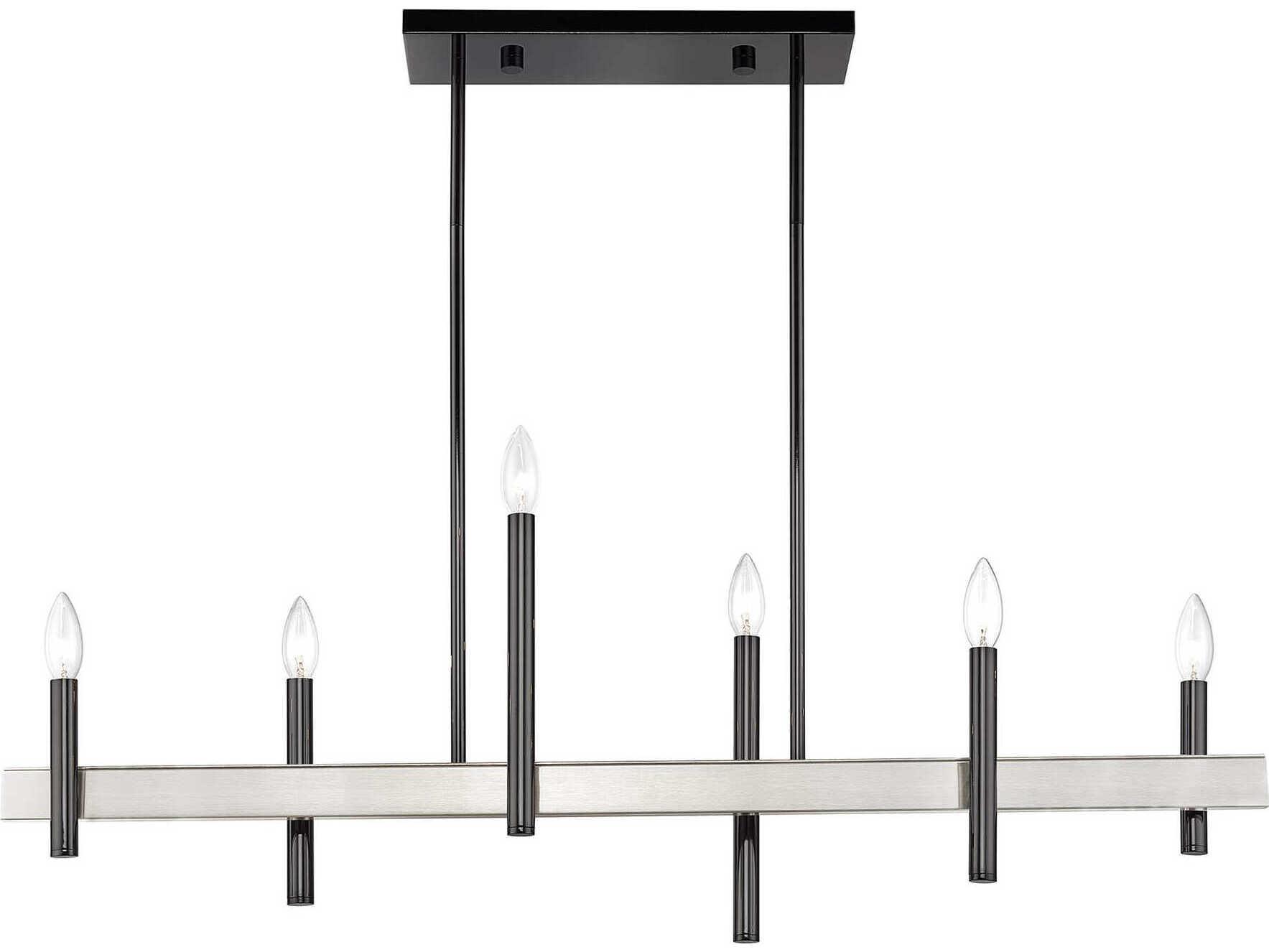 Livex Lighting Denmark 6-Light Black Chrome Brushed Nickel Island Pendant