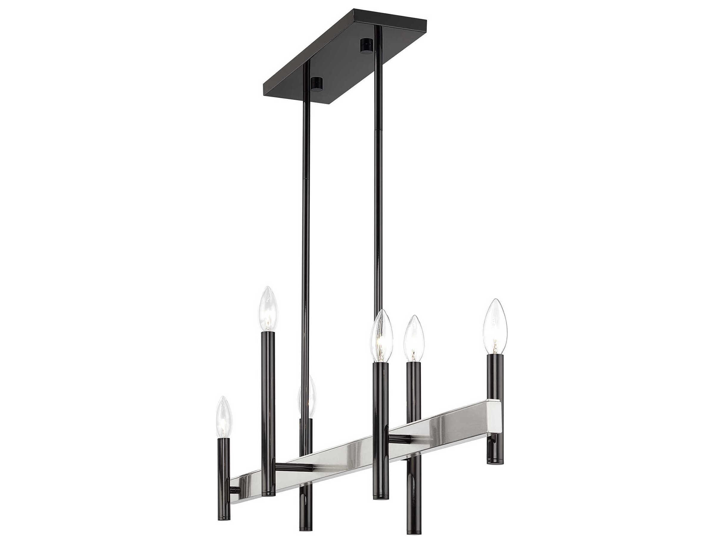 Livex Lighting Denmark 6-Light Black Chrome Brushed Nickel Island Pendant