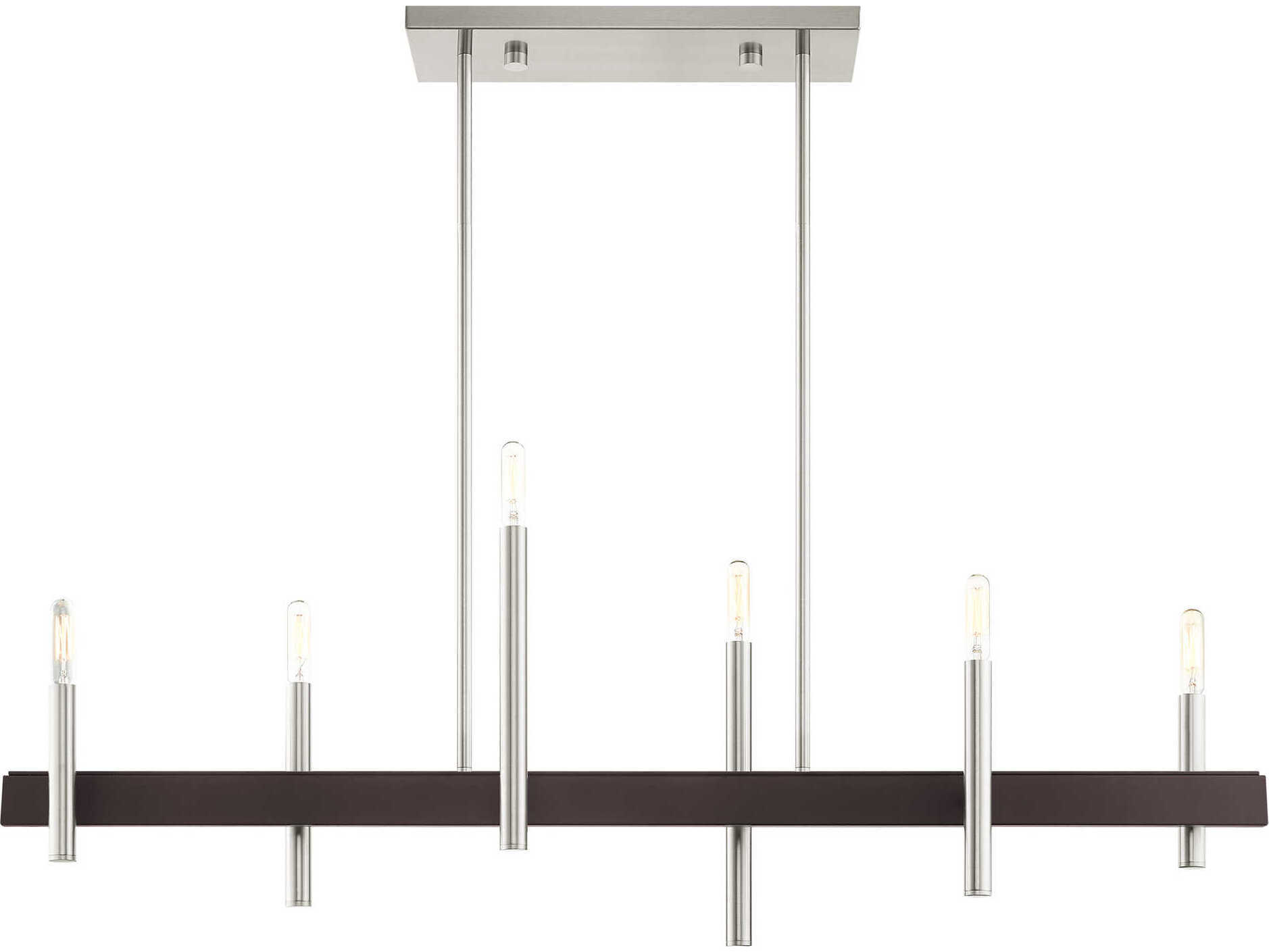 Livex Lighting Denmark 6-Light Brushed Nickel Bronze Linear Island Pendant