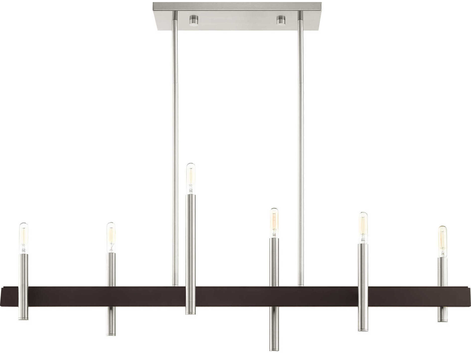 Livex Lighting Denmark 6-Light Brushed Nickel Bronze Linear Island Pendant