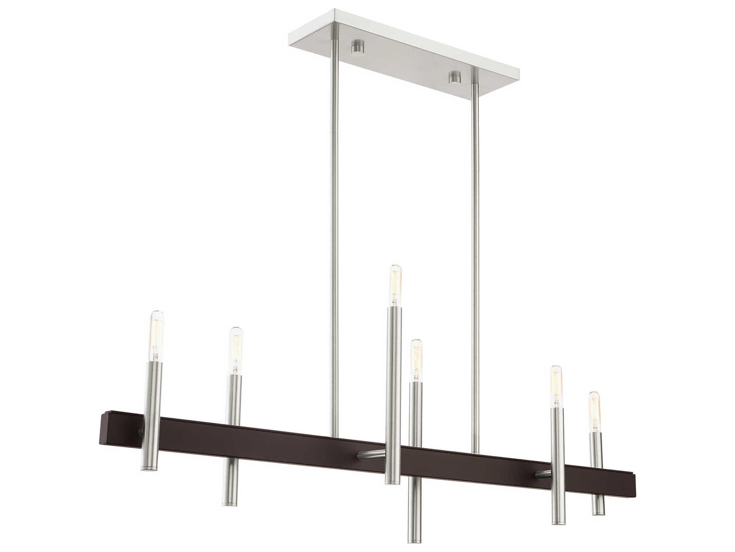 Livex Lighting Denmark 6-Light Brushed Nickel Bronze Linear Island Pendant