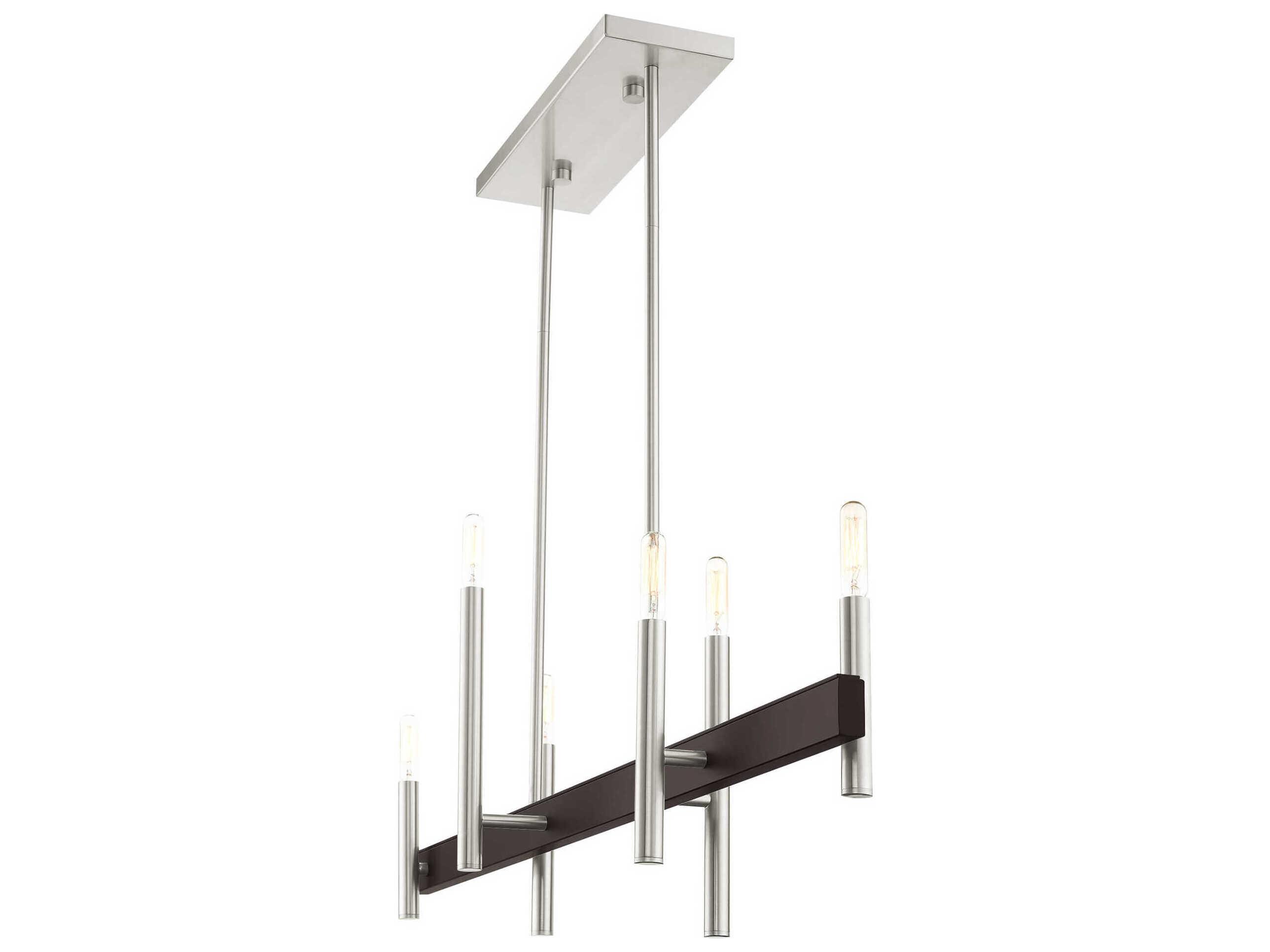 Livex Lighting Denmark 6-Light Brushed Nickel Bronze Linear Island Pendant