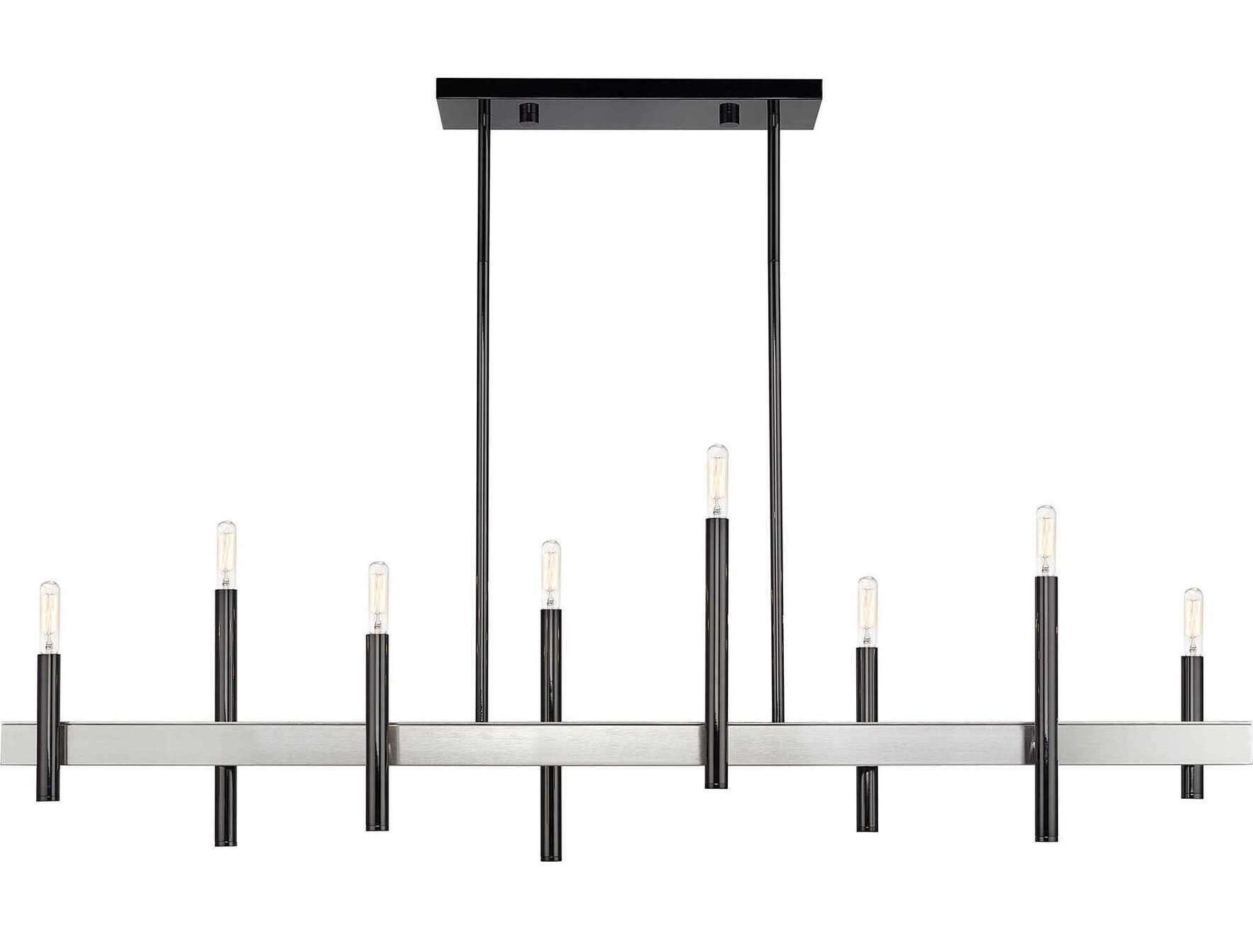 Livex Lighting Denmark 8-Light Black Chrome Brushed Nickel Island Pendant