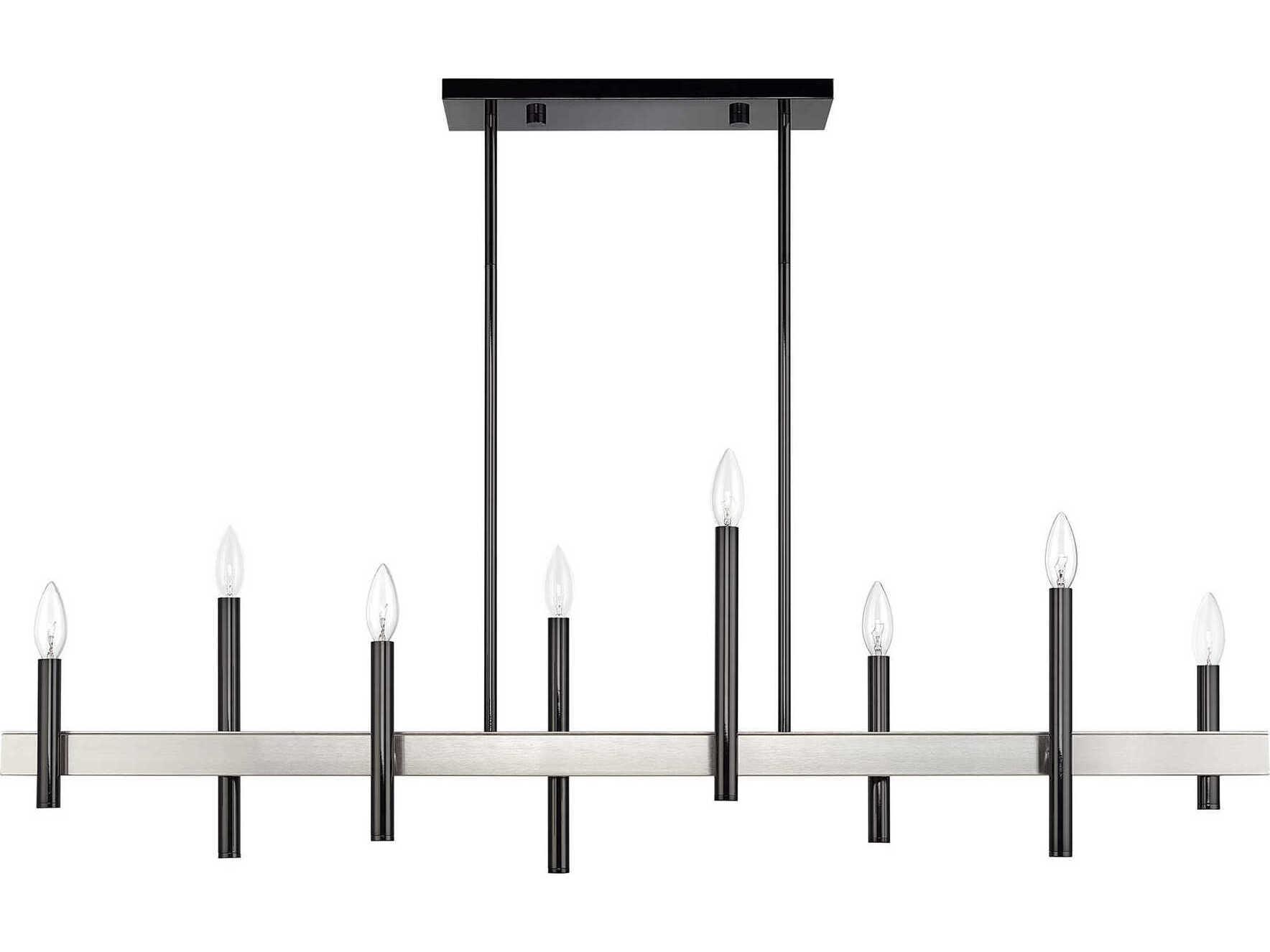 Livex Lighting Denmark 8-Light Black Chrome Brushed Nickel Island Pendant