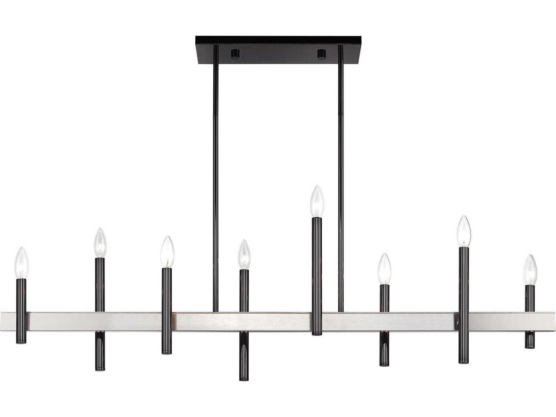 Livex Lighting Denmark 8-Light Black Chrome Brushed Nickel Island Pendant
